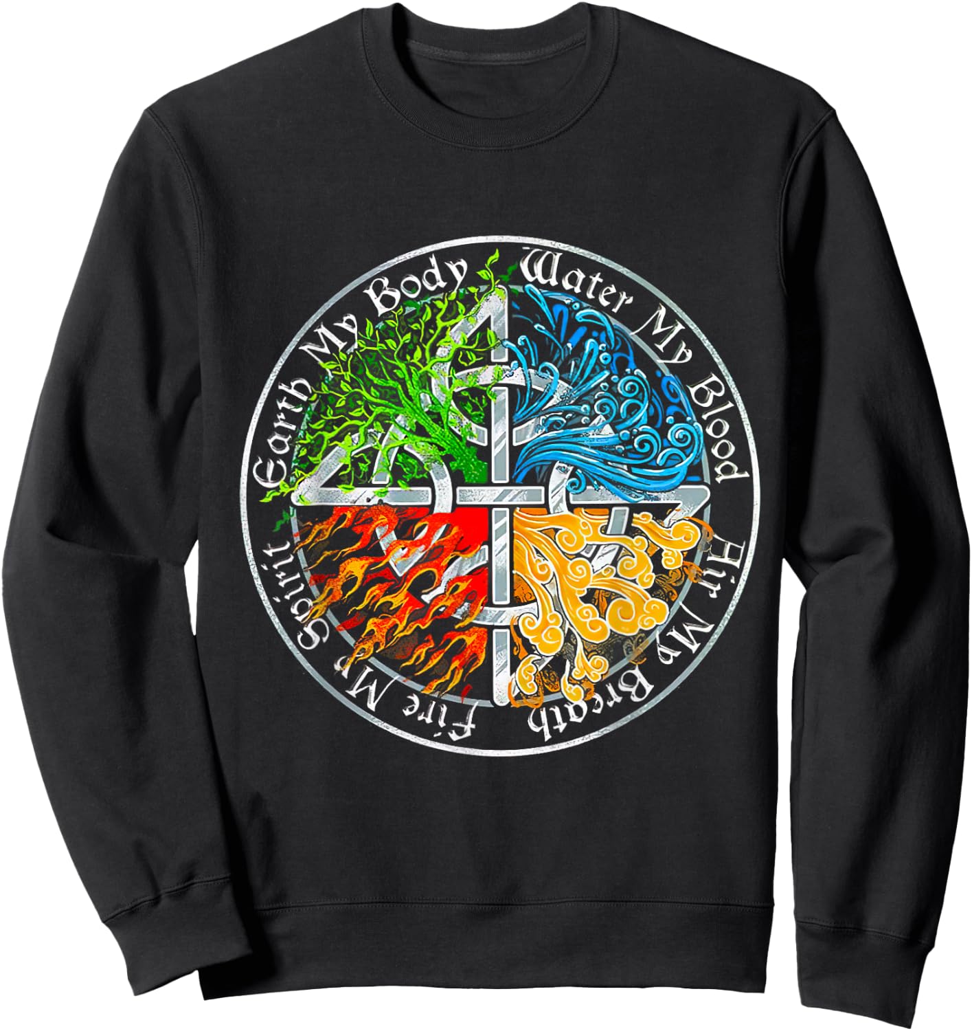 Viking Tree, Earth My Body Water My Blood, Air My Breath Sweatshirt - Sweatshirt | Black