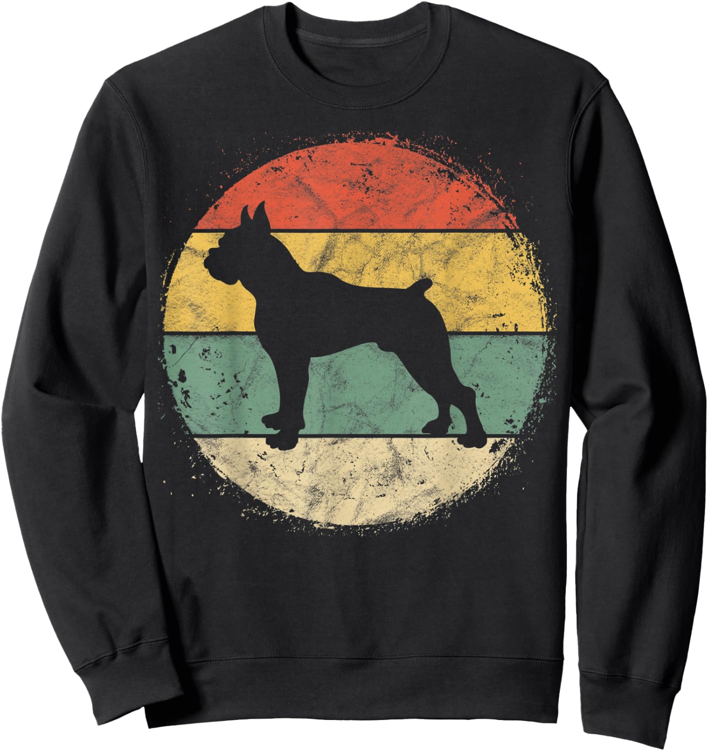 Circular Retro Boxer Owner Gift Boxer Dad Mom Sweatshirt - Sweatshirt | Black