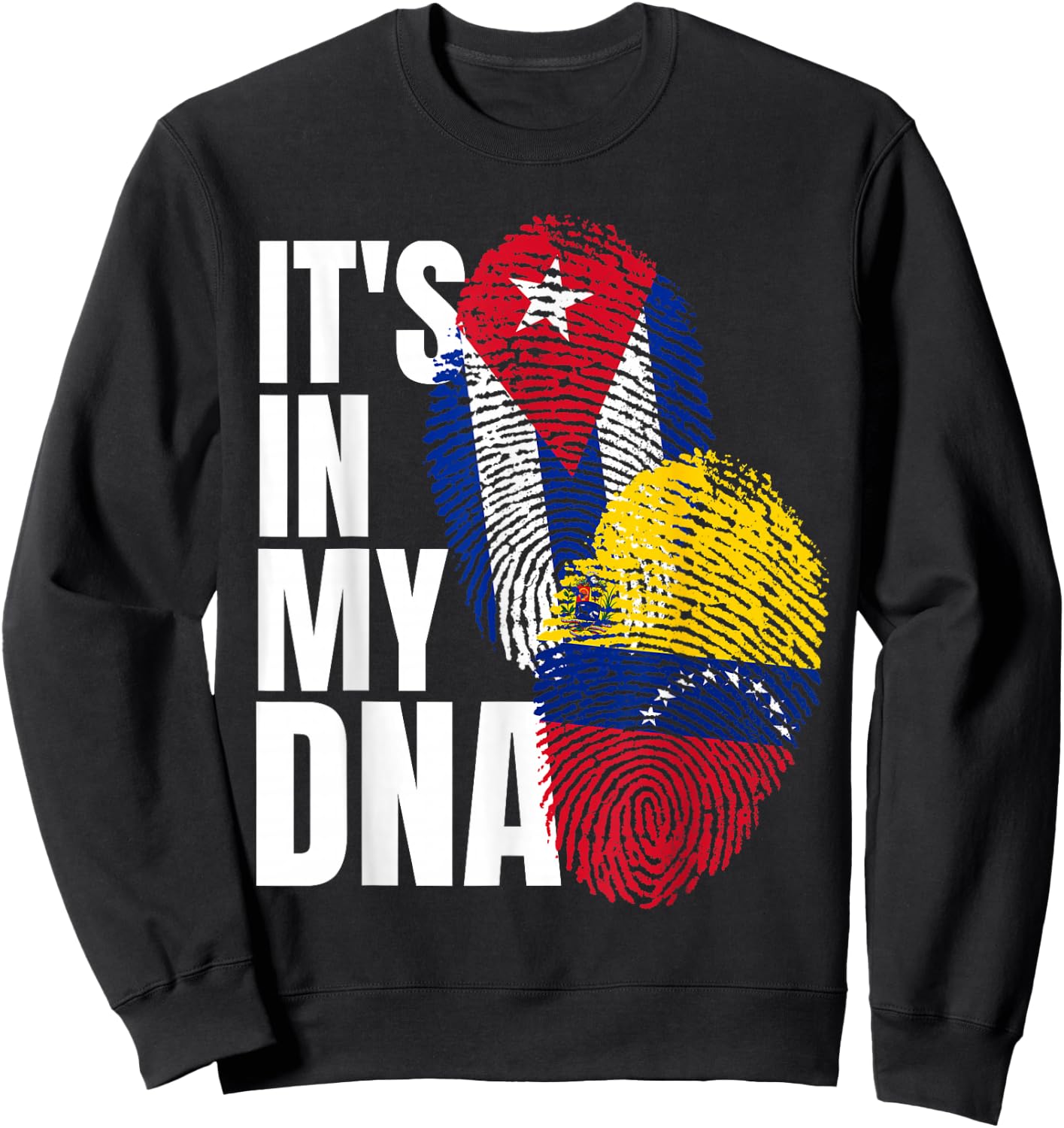Cuban And Venezuelan Mix DNA Heritage Flag Sweatshirt - Sweatshirt | Black