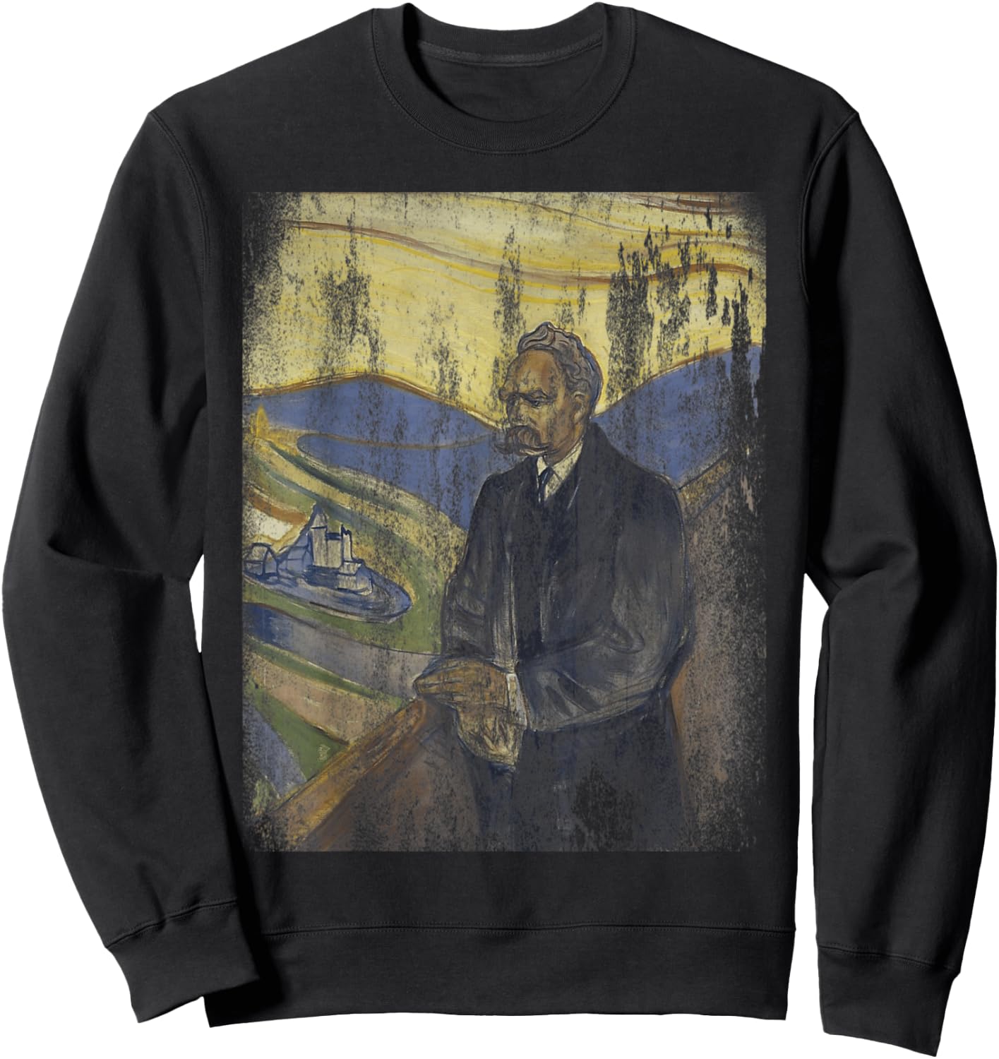 Friedrich Nietzsche | Retro | Painting | Vintage Sweatshirt - Sweatshirt | Black
