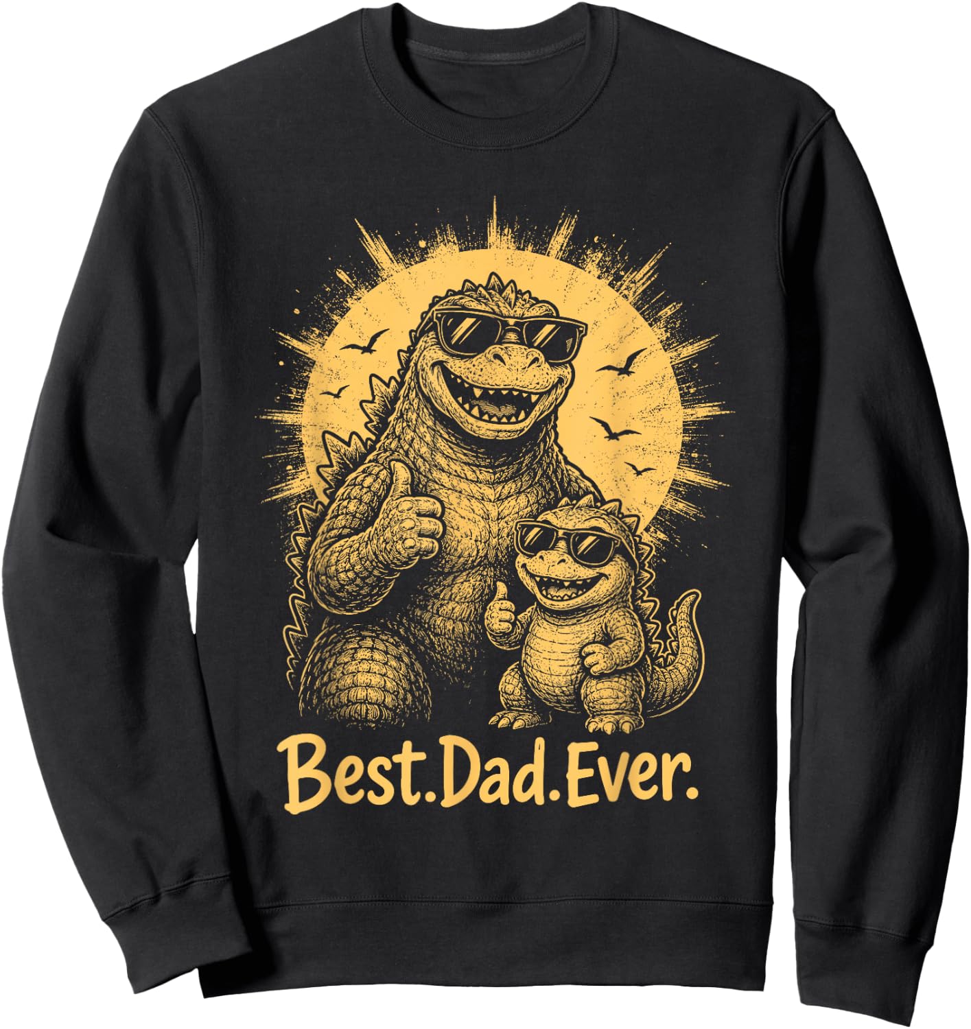 Funny Best Dad Ever Monsters Fathers Day Dad and Son Sweatshirt - Sweatshirt | Black