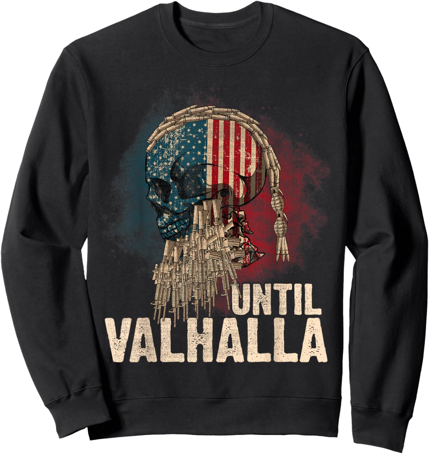 Until Valhalla Viking US Flag Vintage Shirt-Til Valhalla Sweatshirt - Sweatshirt | Black