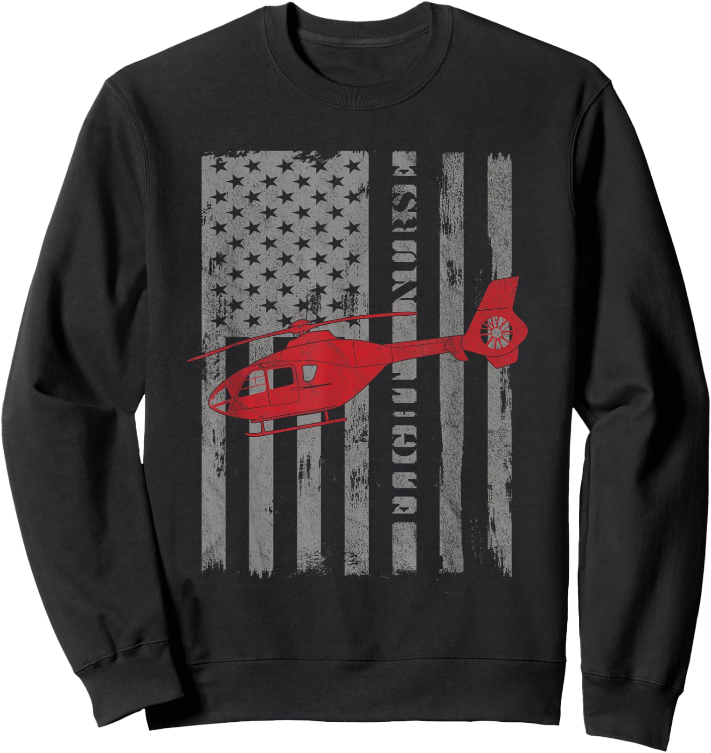 American Flag Flight Nurse Gift Sweatshirt - Sweatshirt | Black