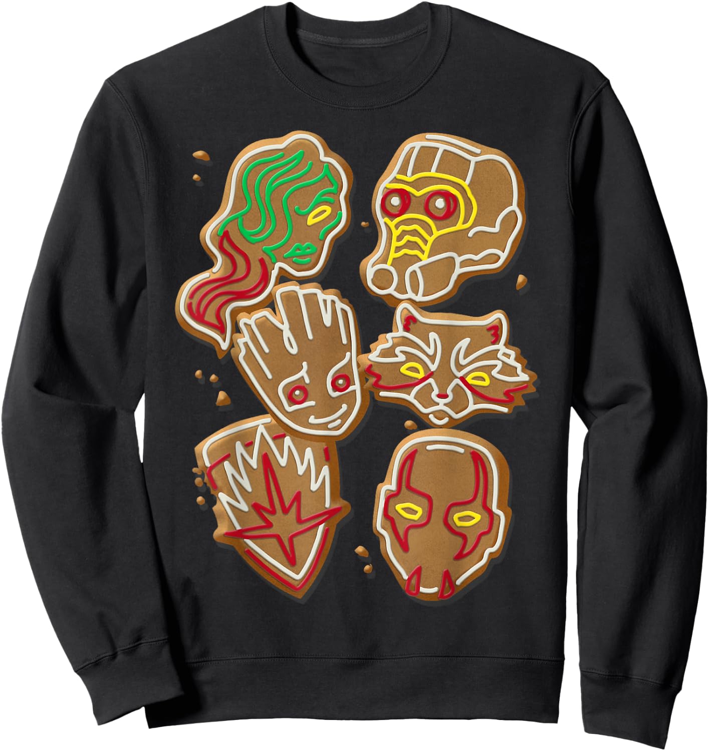 Marvel Guardians Of The Galaxy Gingerbread Cookies Christmas Sweatshirt - Sweatshirt | Black
