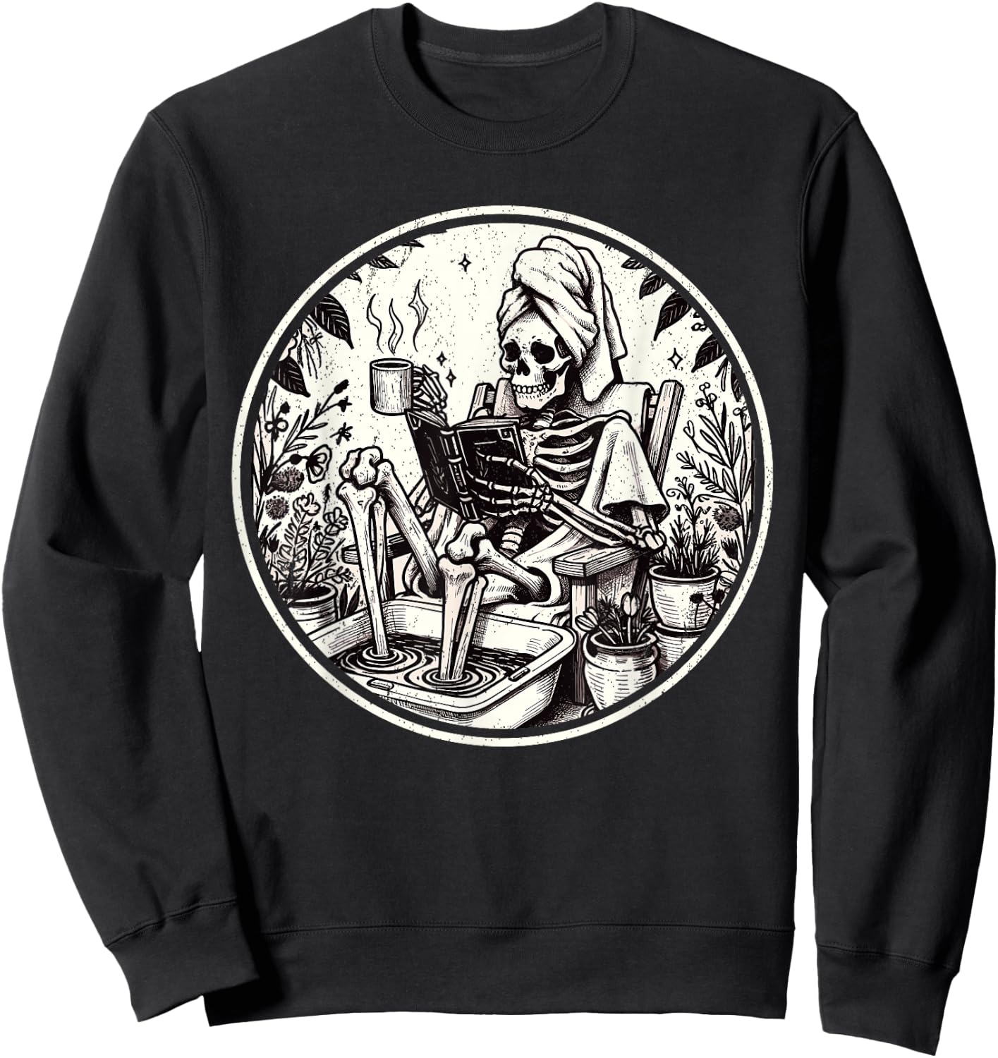 The Reader Tarot Card Funny Book Lover Skeleton Reading Book Sweatshirt - Sweatshirt | Black