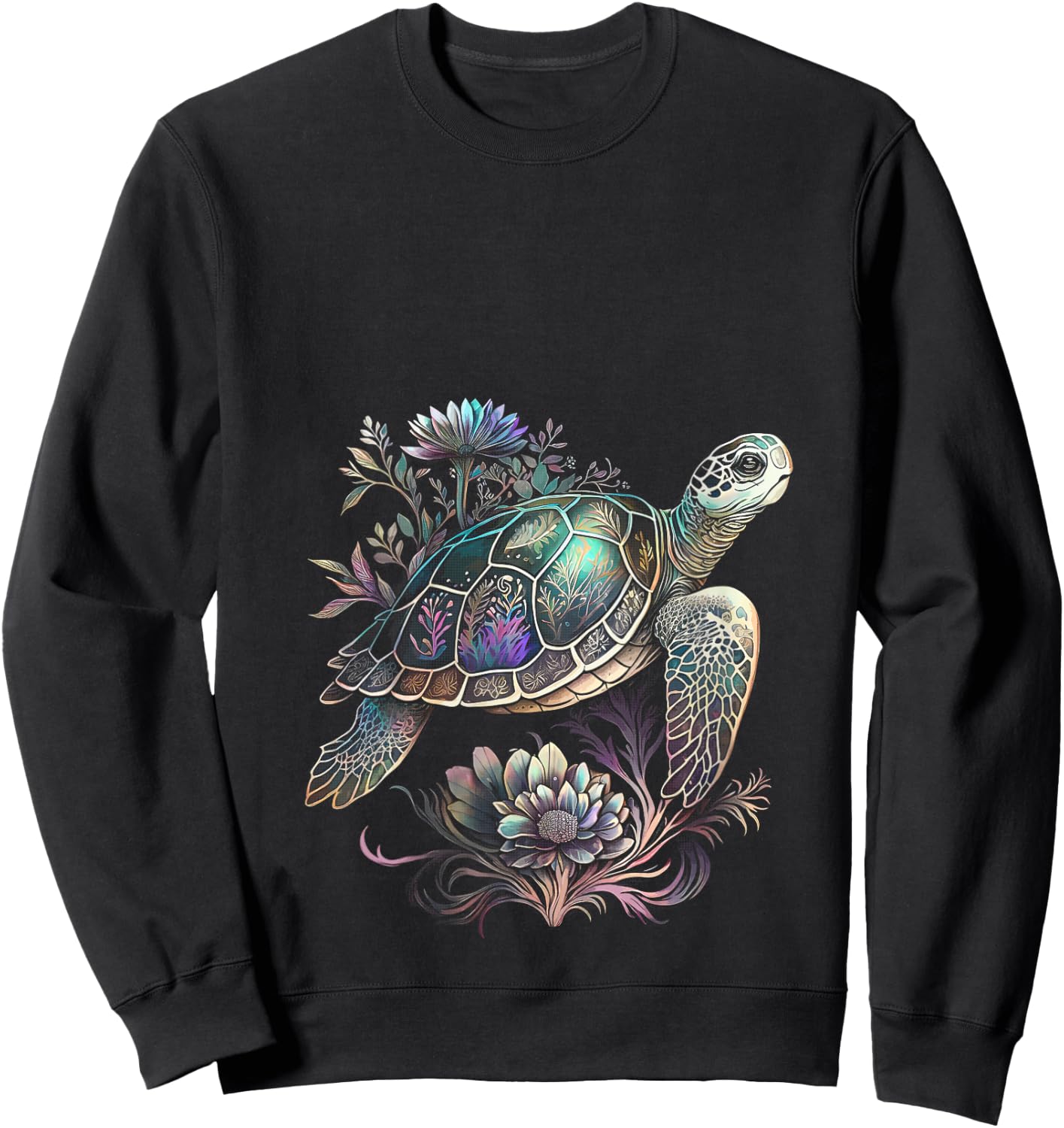 Sea Turtle Beach Lover Ocean Animal Graphic Novelty V-Neck Sweatshirt - Sweatshirt | Black