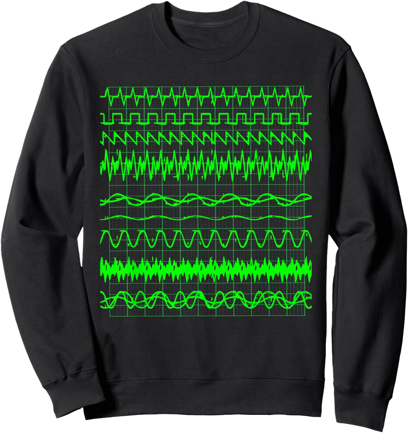 Oscilloscope Digital Waves On Screen Display Sweatshirt - Sweatshirt | Black