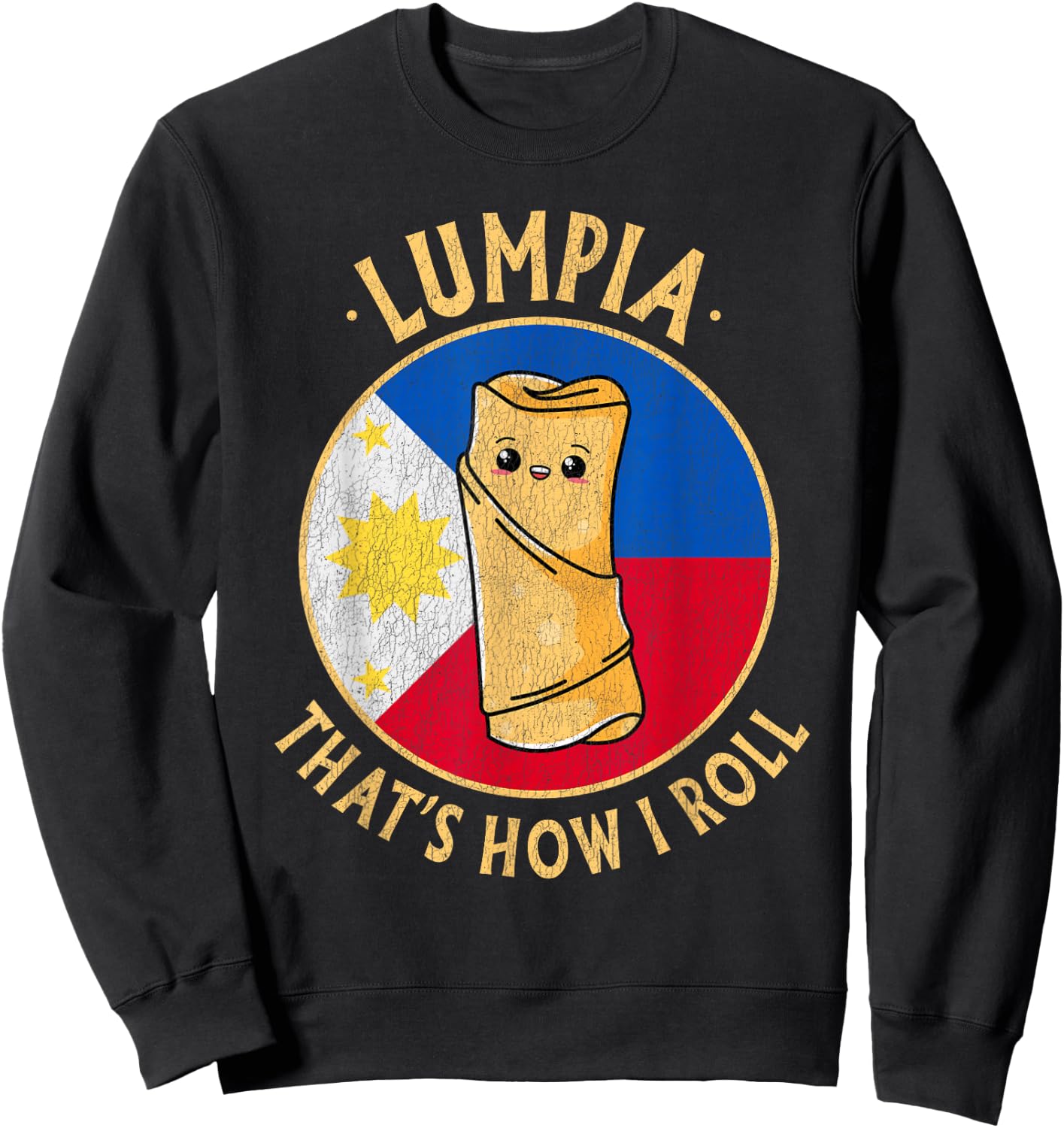 Filipino Lumpia Cute Kawaii Philippines Food Filipino Pride Sweatshirt - Sweatshirt | Black