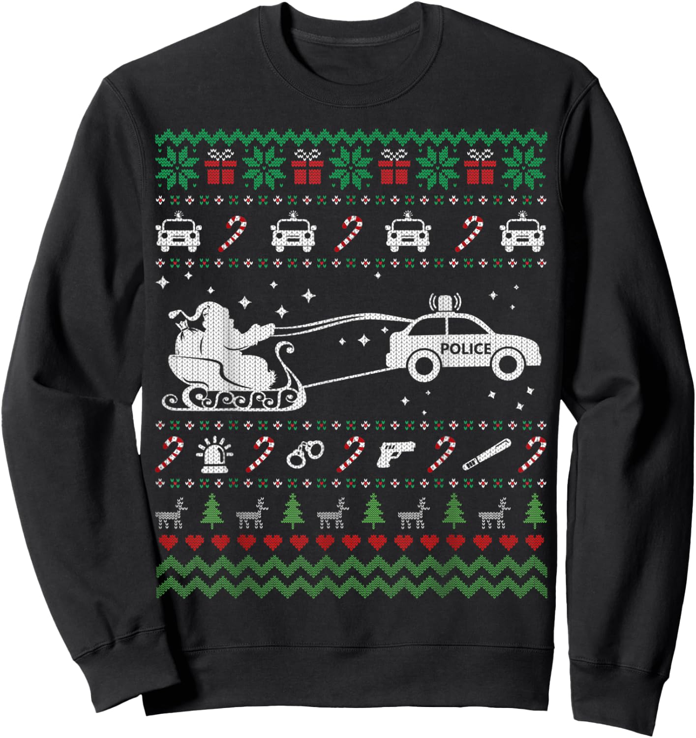 Funny Police Ugly Christmas Sweater Gifts Women Sweatshirt - Sweatshirt | Black