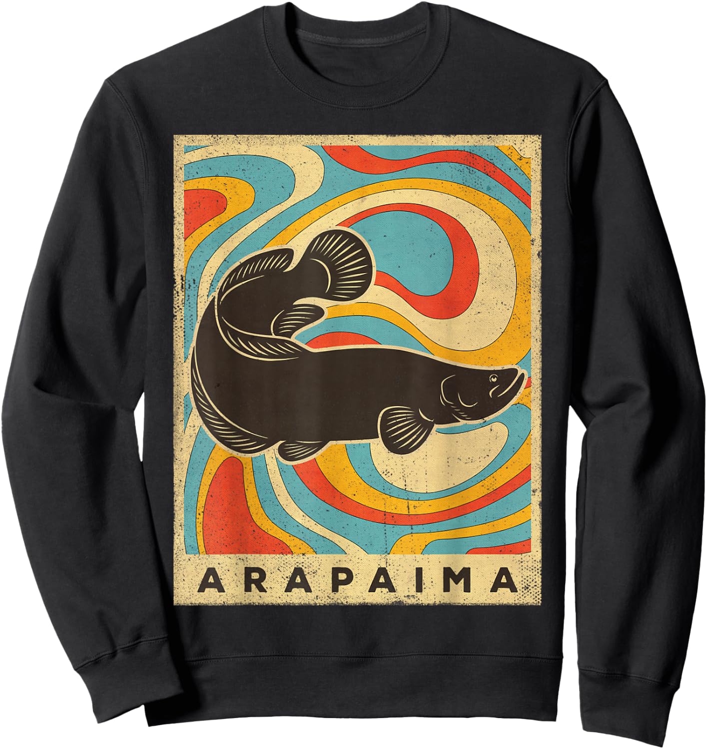 Vintage Arapaima Fish Lover Animal Retro Style Sweatshirt - Sweatshirt | Black