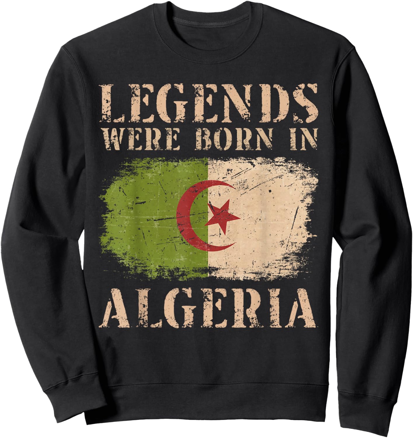 Vintage Design Algerian Flag Algeria Sweatshirt - Sweatshirt | Black