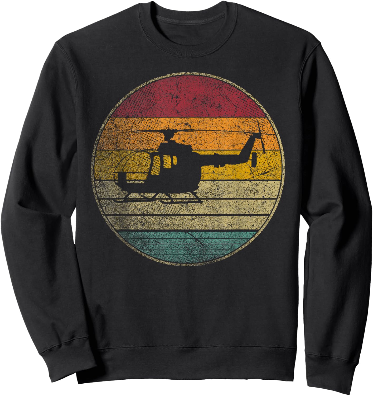 Helicopter Pilot Flying - Retro Style Vintage 80s Funny Sweatshirt - Sweatshirt | Black