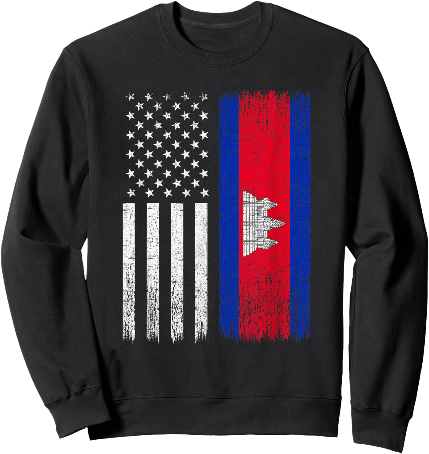 Cambodian American Flag, funny khmer cambodian Sweatshirt - Sweatshirt | Black