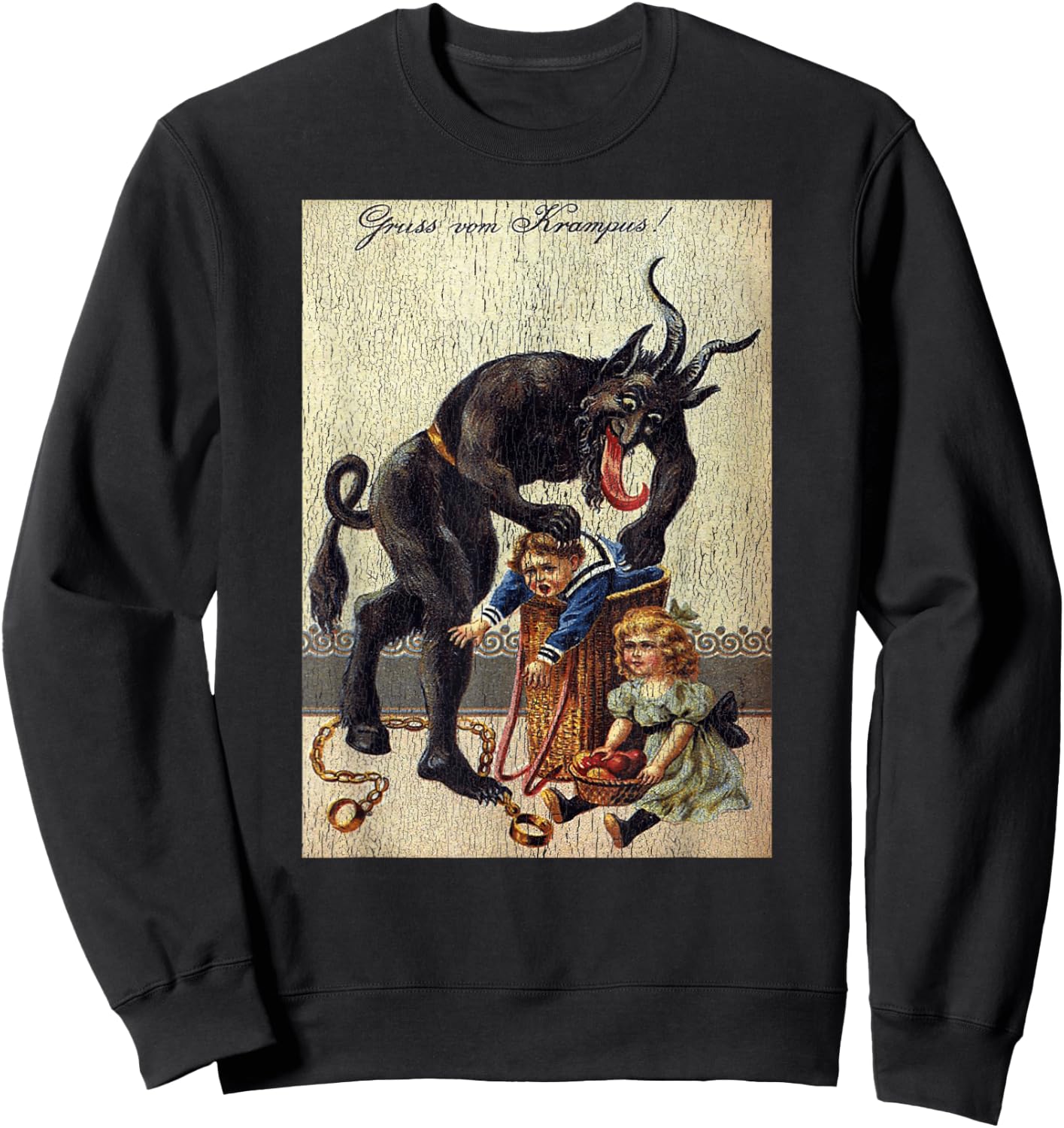 Gruss Vom Krampus Horror Christmas Art Creepy Evil Santa Fun Sweatshirt - Sweatshirt | Black