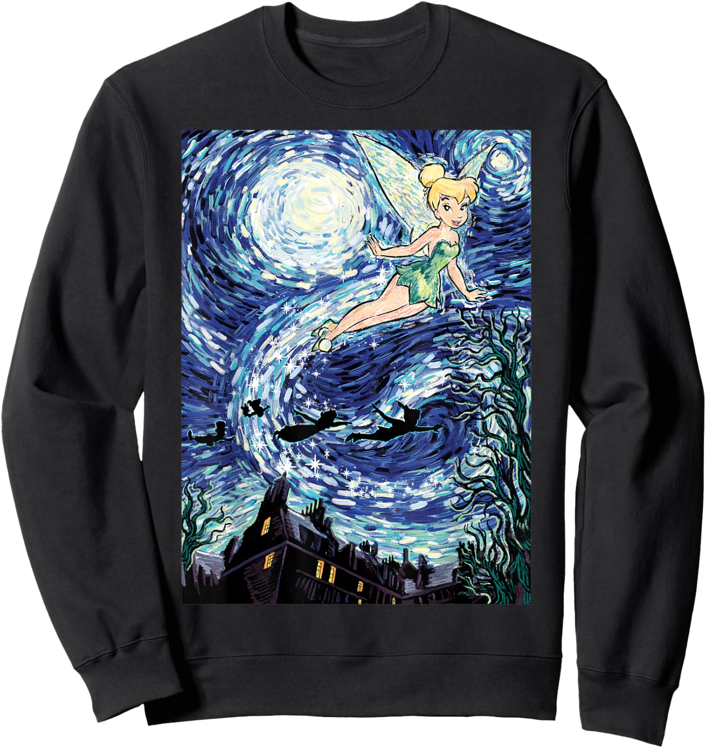 Disney Peter Pan Tinker Bell Starry Night Portrait Sweatshirt - Sweatshirt | Black