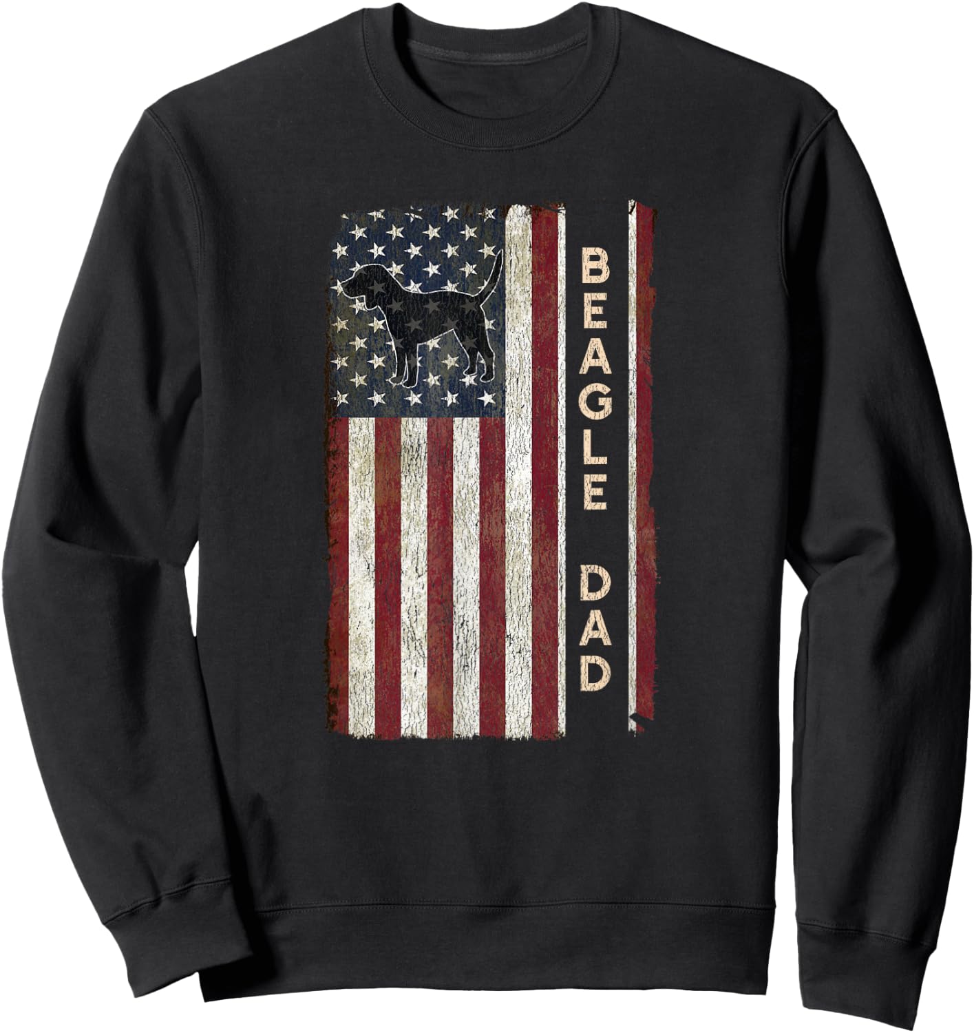 Beagle Dad Dog American Flag Fathers Day Gifts Men Sweatshirt - Sweatshirt | Black