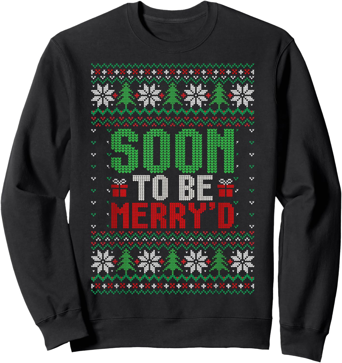 Soon To Be Merry'd Engaged Matching Couples Christmas Ugly Sweatshirt - Sweatshirt | Black