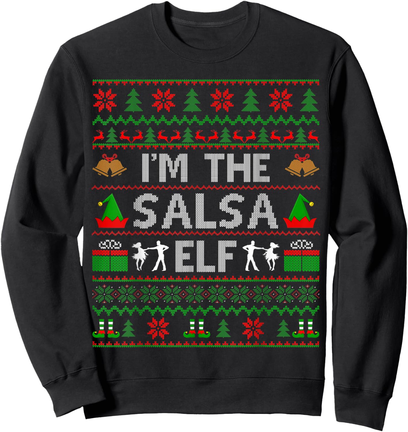Family Matching Dancing Ugly Santa Salsa Dance Christmas Sweatshirt - Sweatshirt | Black