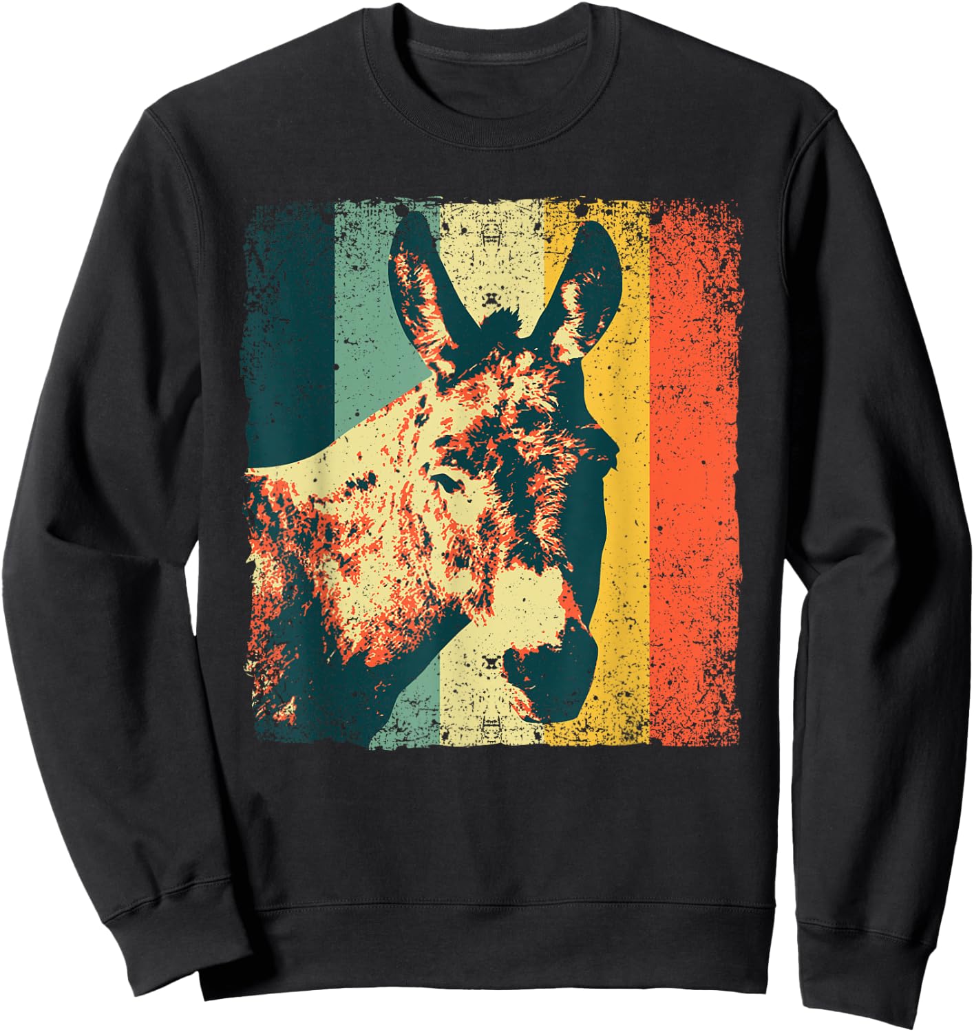 Funny Vintage Donkey Design Women Safari Mule Equine Sweatshirt - Sweatshirt | Black