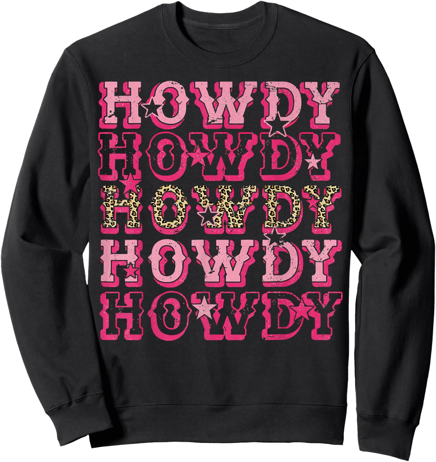 Howdy Pink Leopard Western Cowgirl Sweatshirt - Sweatshirt | Black