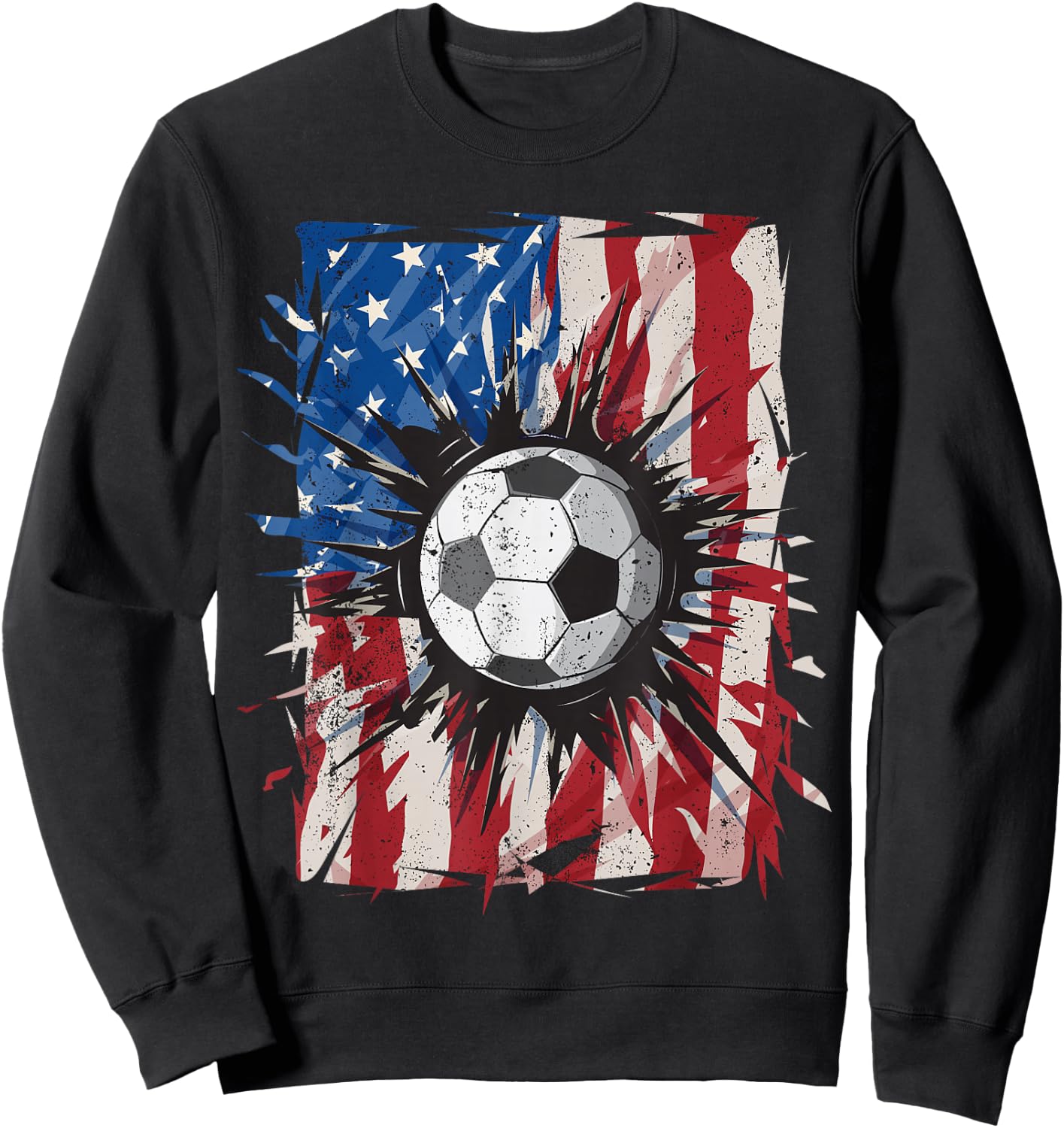Patriotic Soccer 4th of July Men USA American Flag Boys Sweatshirt - Sweatshirt | Black