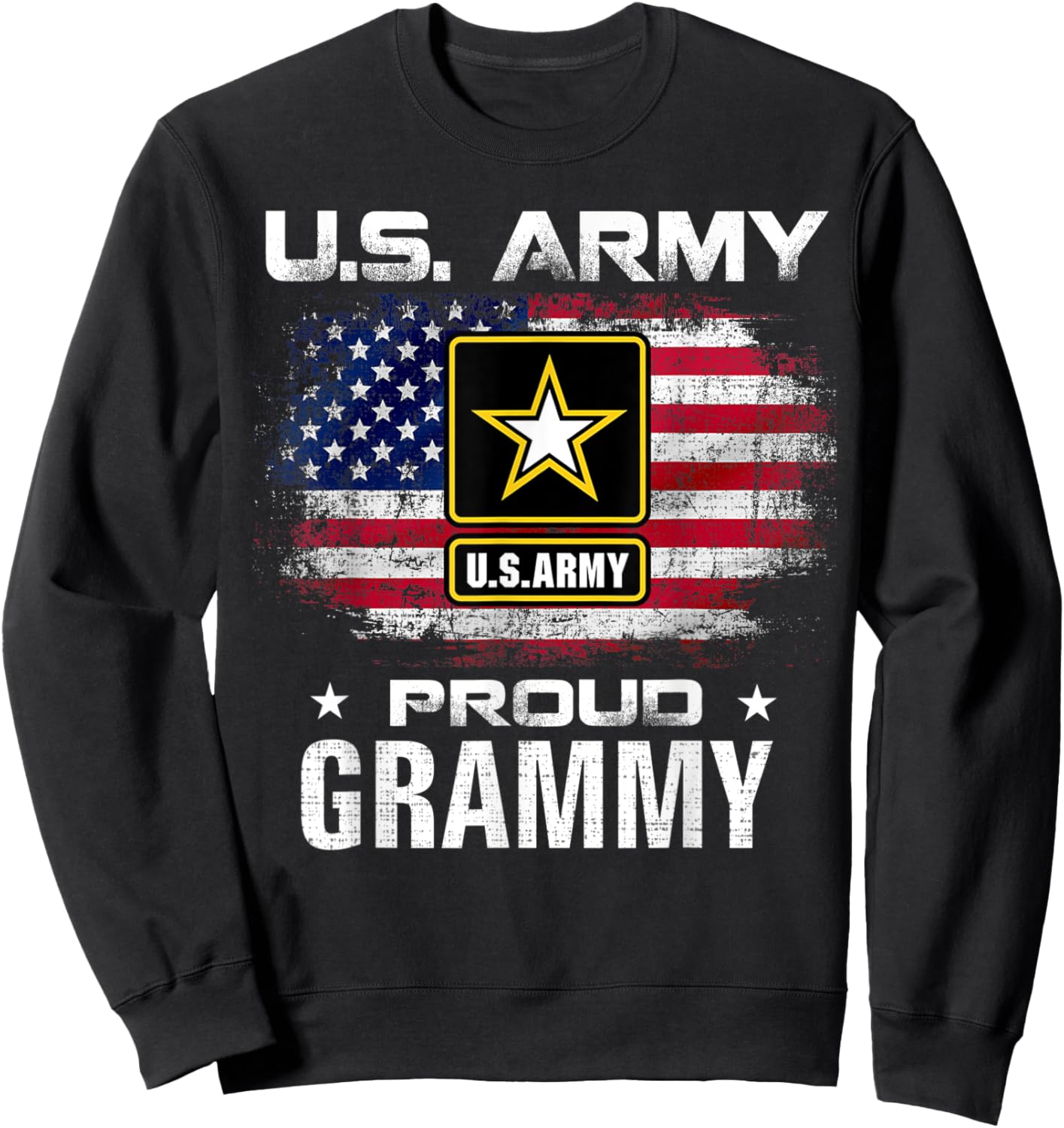 U.S Army Proud Grammy With American Flag Gift Veteran Gift Kids Men Sweatshirt - Sweatshirt | Black