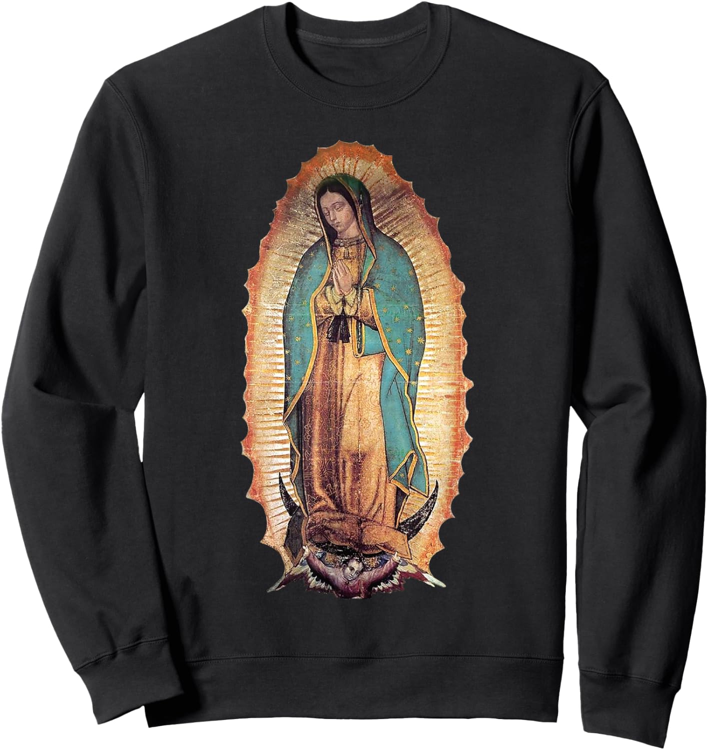 Our Love Lady of Guadalupe Virgin Mary Catholic Sweatshirt - Sweatshirt | Black