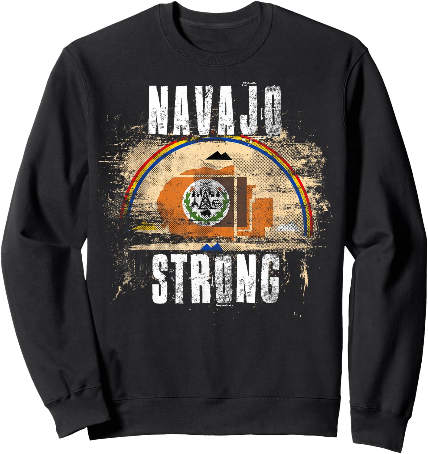 Navajo Strong Vintage Style Flag - Navajo Pride Sweatshirt - Sweatshirt | Black