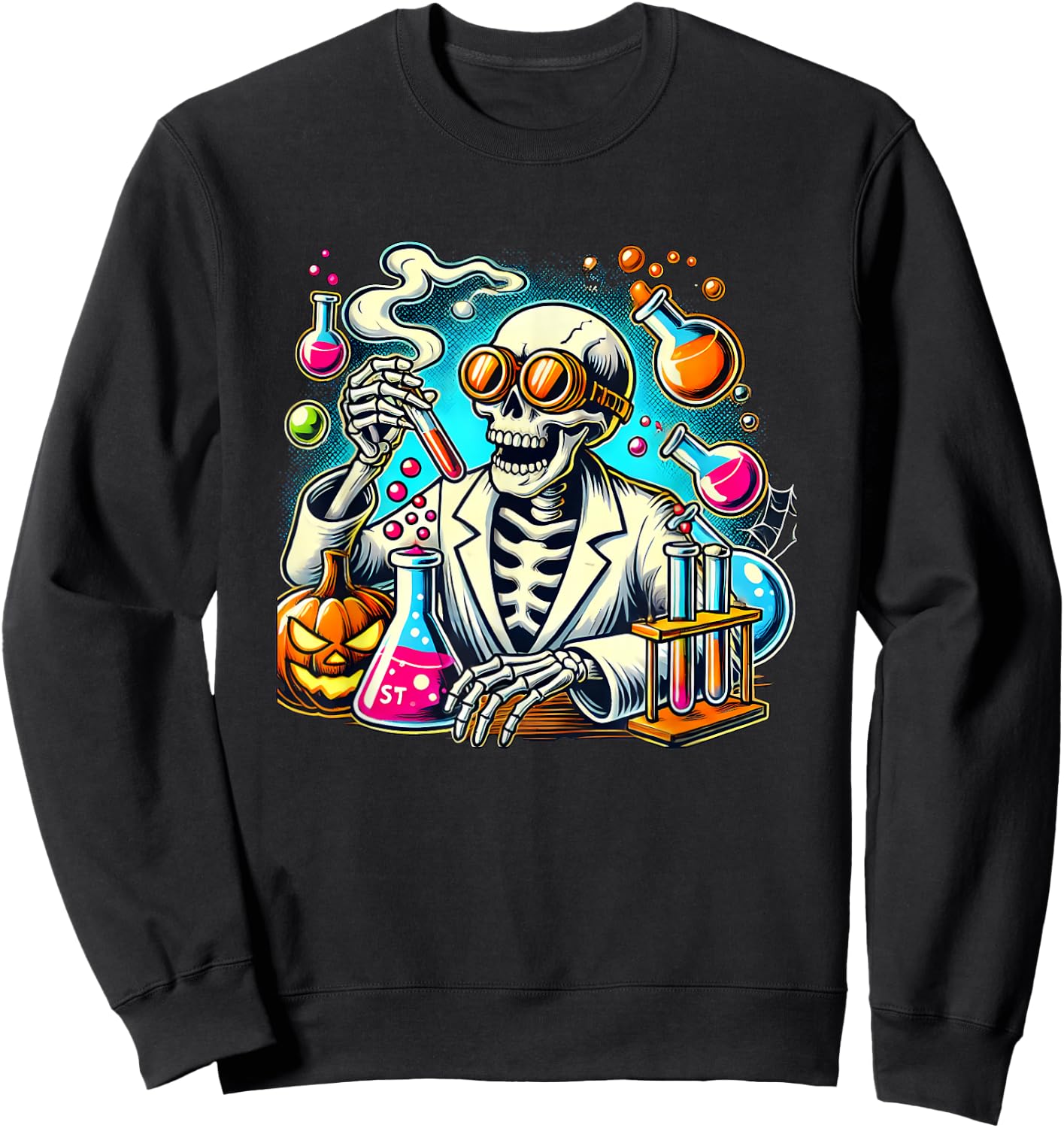 Halloween Skeleton Chemist Scientist Sweatshirt - Sweatshirt | Black