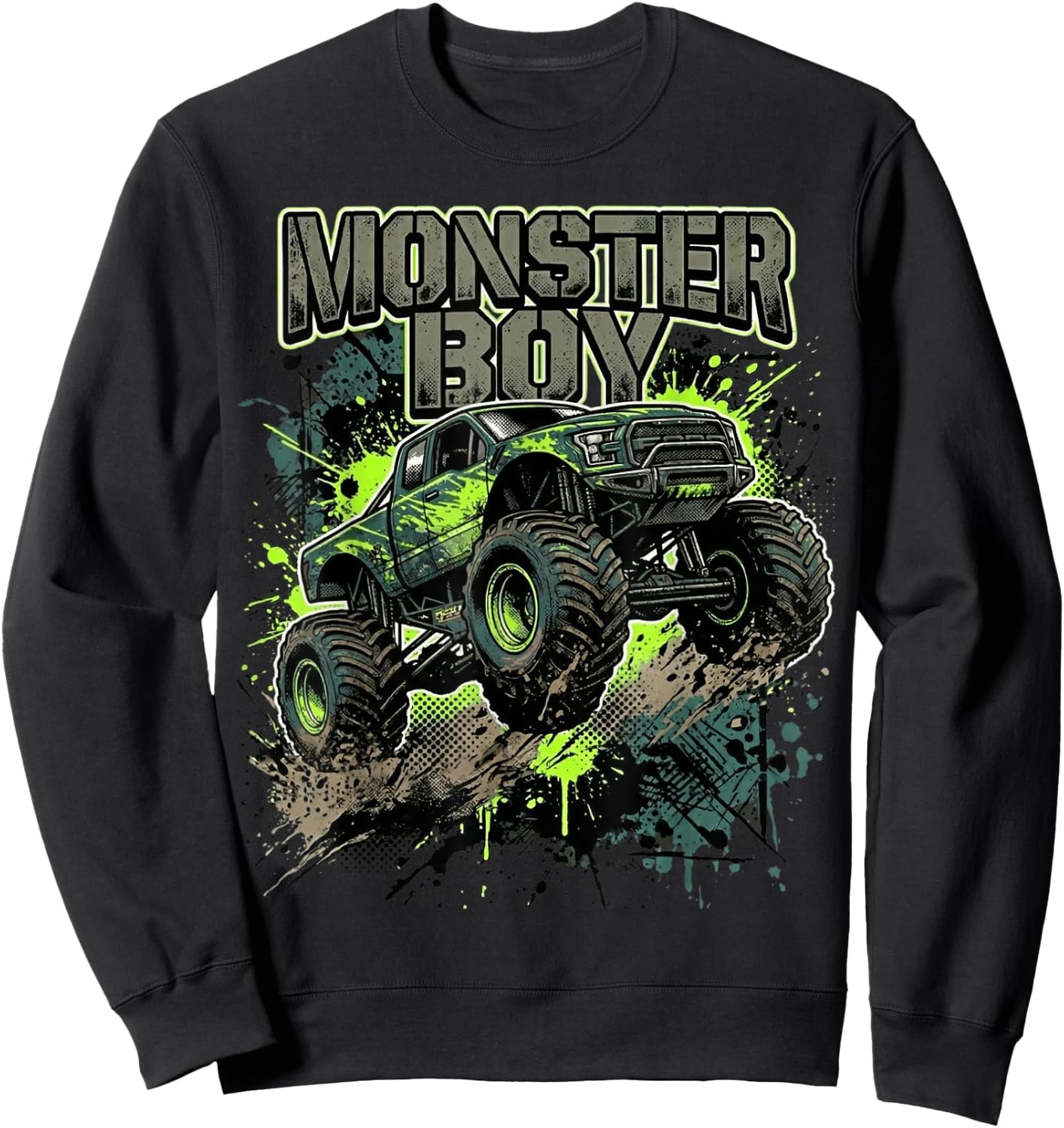 Monster Truck Boy Family Matching Sweatshirt - Sweatshirt | Black
