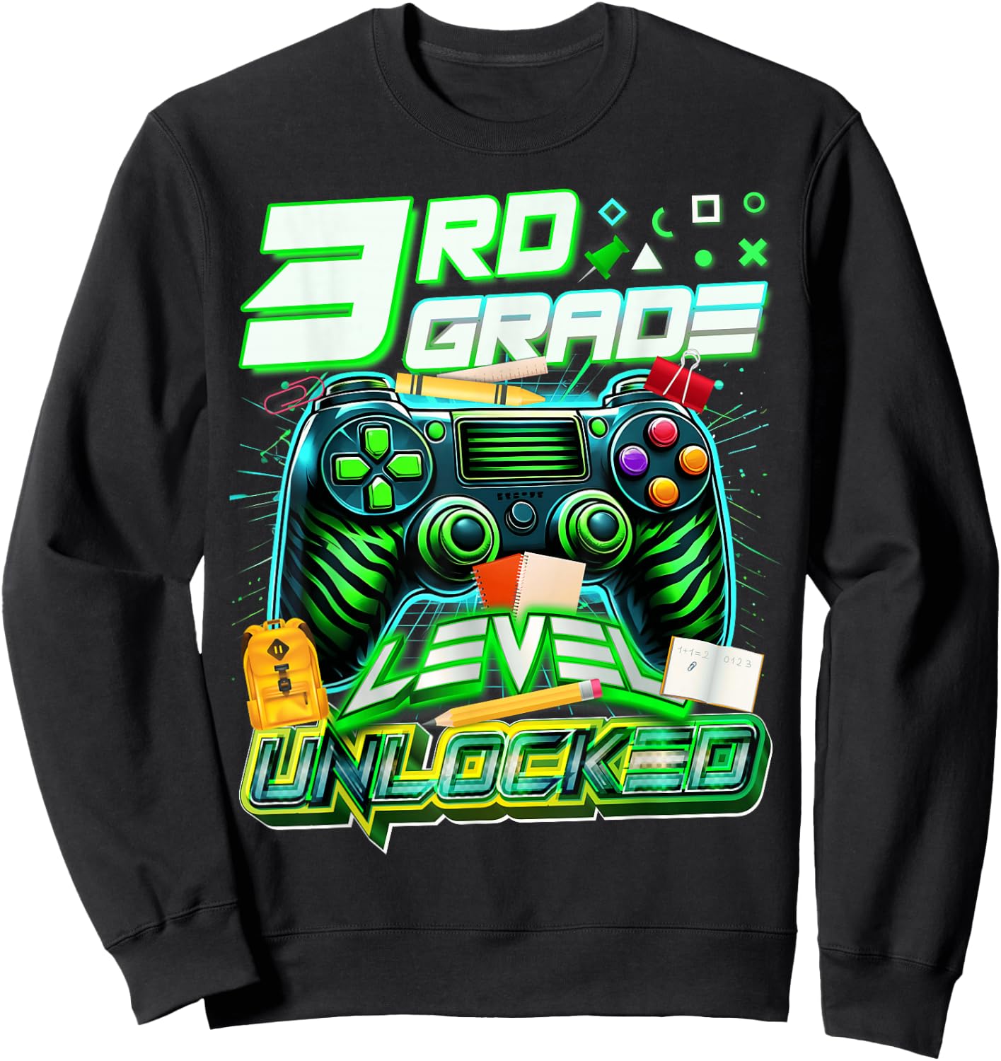 Back To School 3rd Grade Level Unlocked Gamer First Day Sweatshirt - Sweatshirt | Black