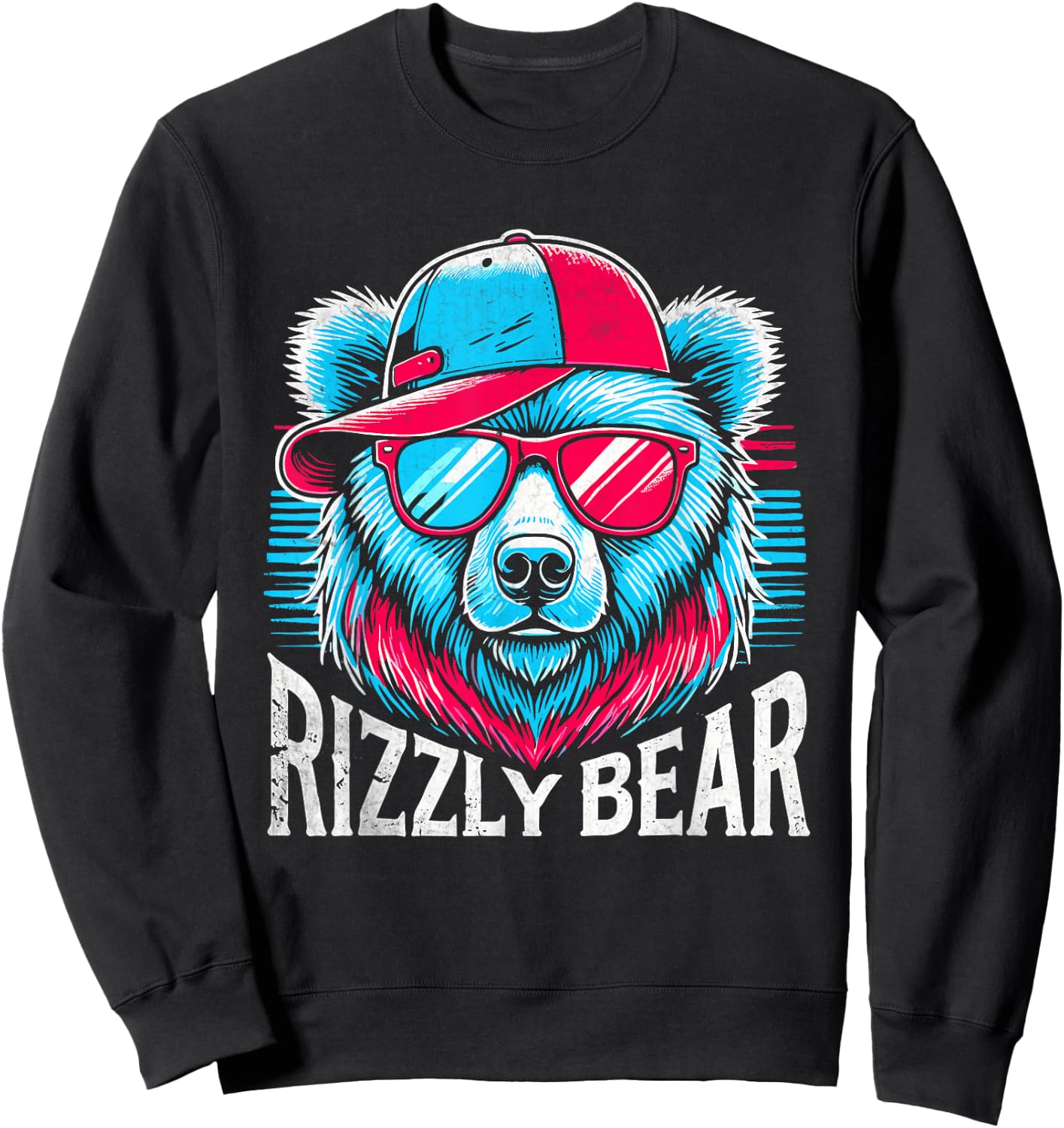 Rizzly Bear Cool Bear Wearing Sunglasses Rizz Boys Sweatshirt - Sweatshirt | Black