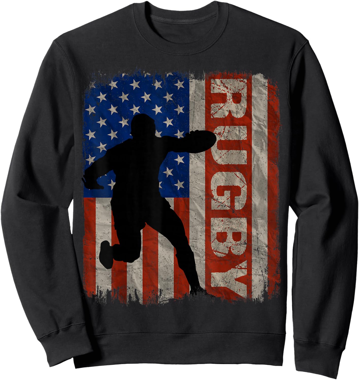 Rugby USA American Flag Vintage 4th Of July Gift Sweatshirt - Sweatshirt | Black