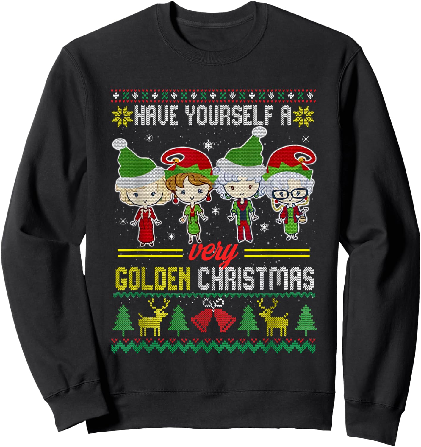 Have Yourself A Very Golden Christmas Xmas Pajamas Ugly Sweatshirt - Sweatshirt | Black
