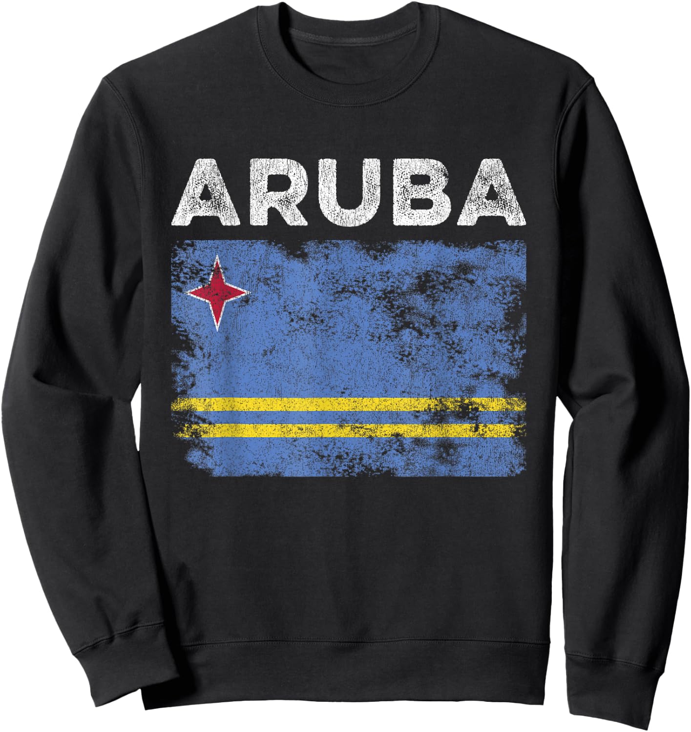 Aruba Flag Distressed - Men Women Kids - Aruban Flag Sweatshirt - Sweatshirt | Black