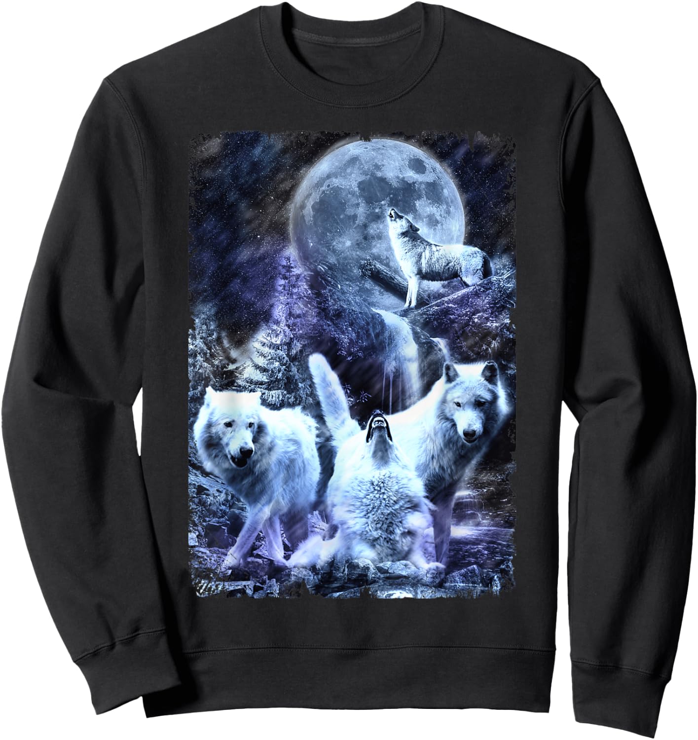 Howling Wolves Winter Forest Animals Wolf Sweatshirt - Sweatshirt | Black