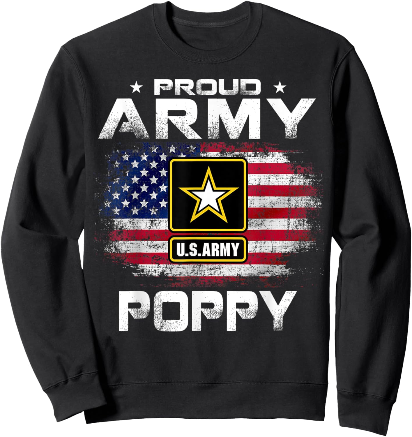 Proud Army Poppy With American Flag For Veteran Gift Women Kids Men Sweatshirt - Sweatshirt | Black
