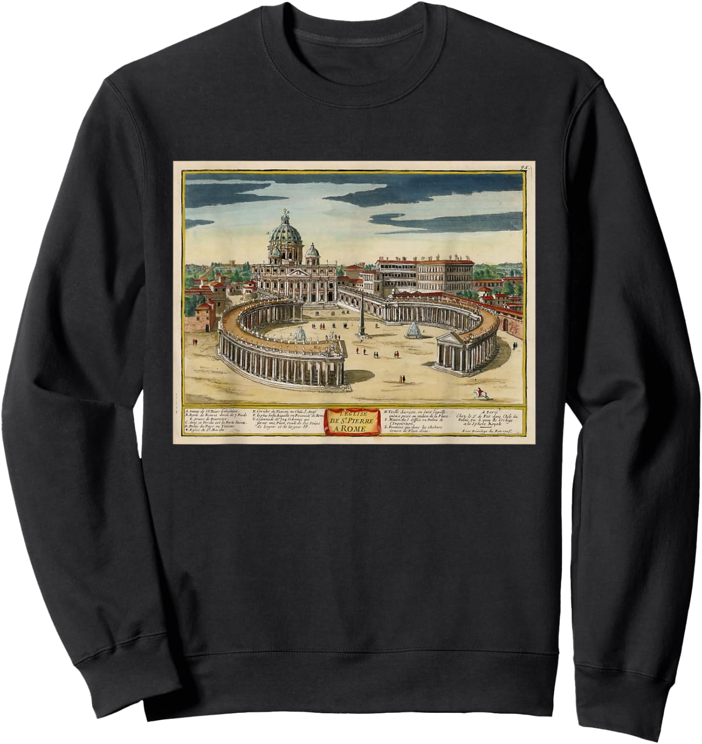 Vatican City Vintage Map (1700) Sweatshirt - Sweatshirt | Black