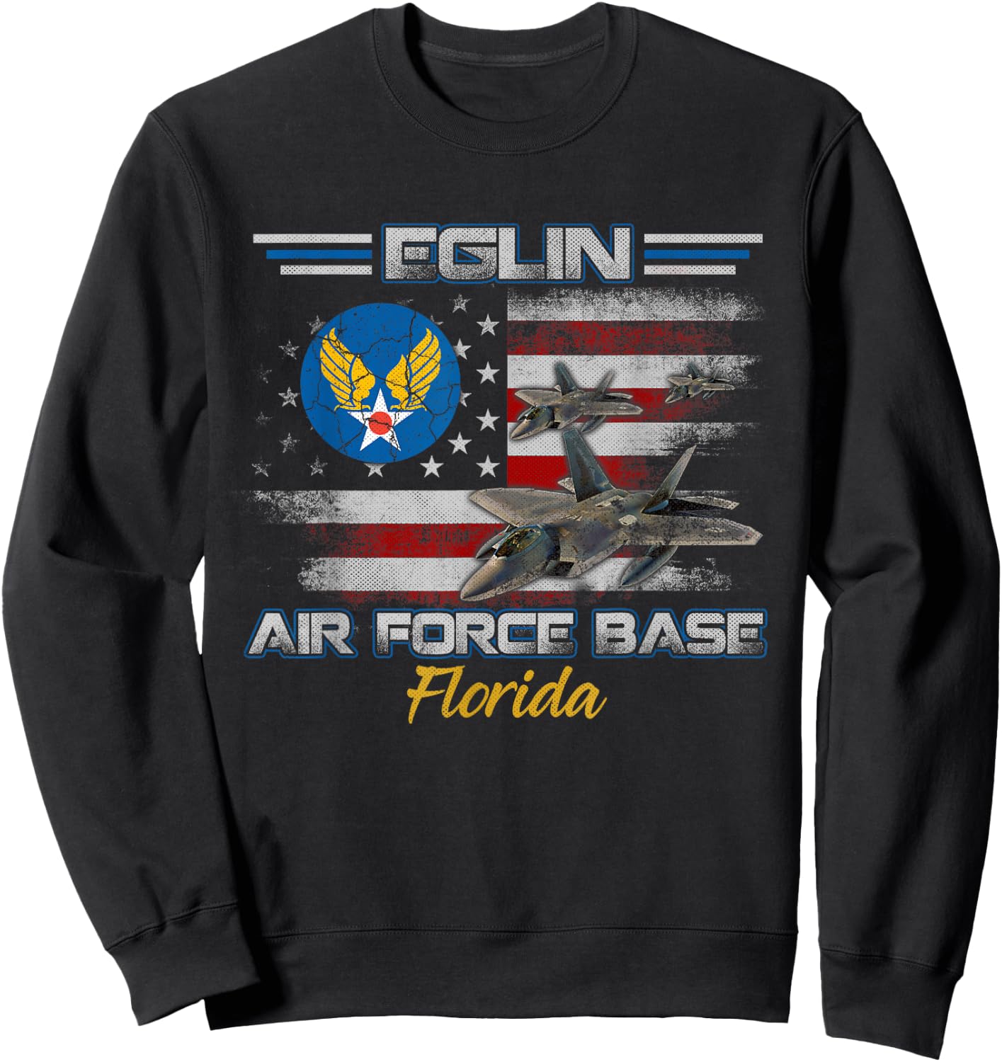 Vintage Eglin AFB Air Force Base In Florida Fl Veterans Day Sweatshirt - Sweatshirt | Black