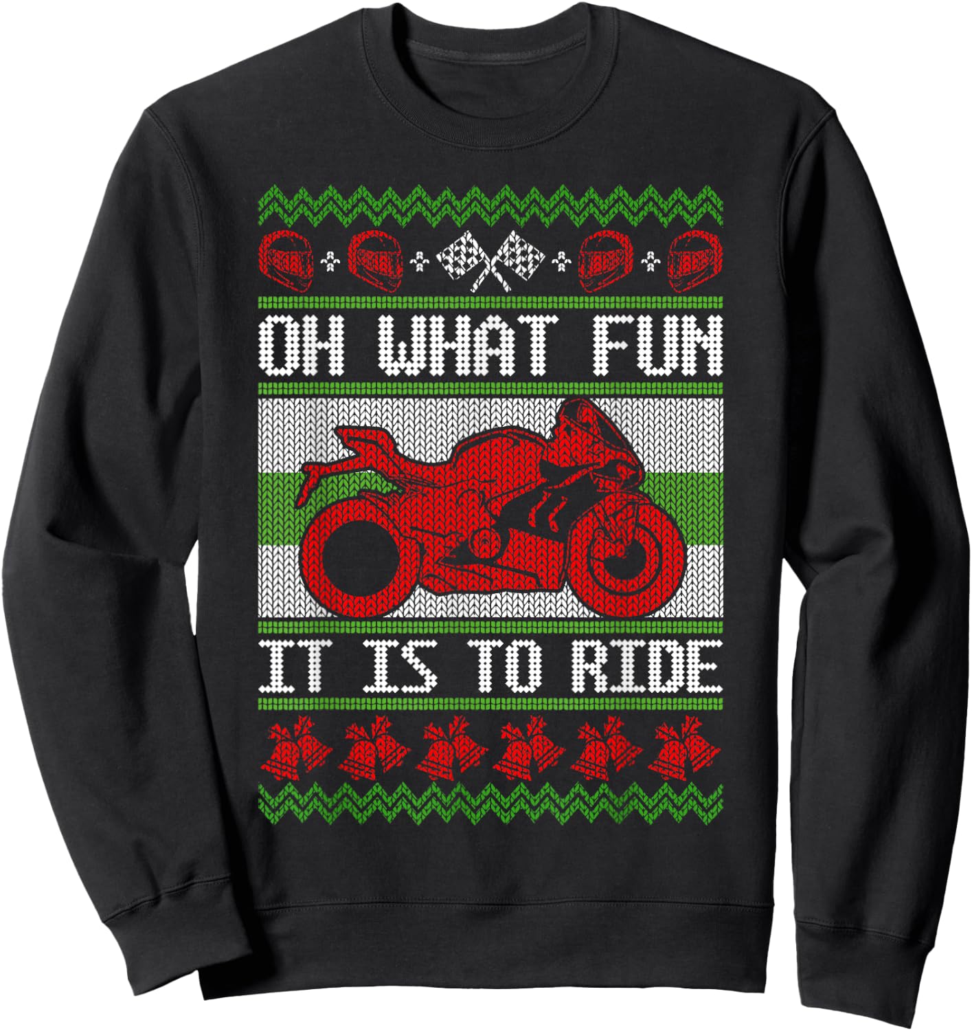 Sport Bike Motorcycle Rider Ugly Christmas Sweater Fun Braap Sweatshirt - Sweatshirt | Black