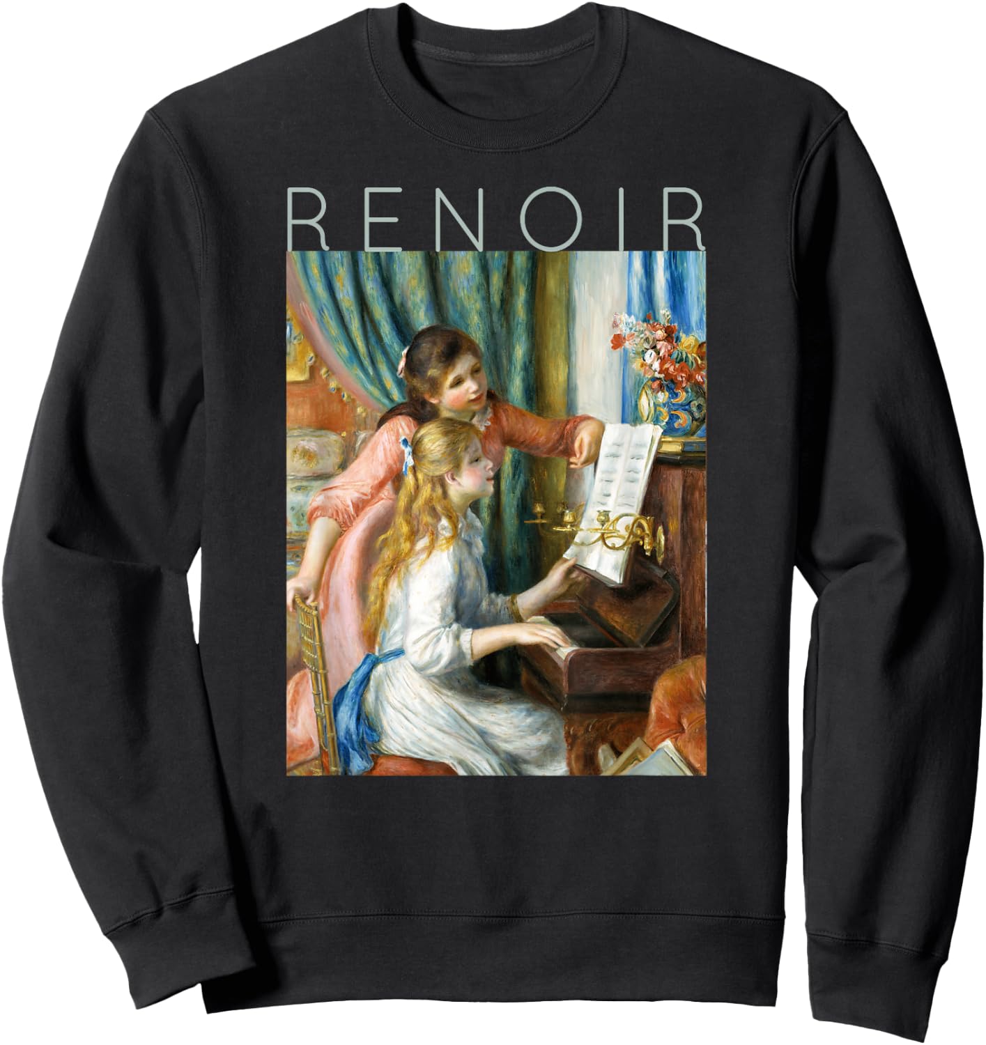 Auguste Renoir - Two Young Girls at the Piano - Musicians Sweatshirt - Sweatshirt | Black