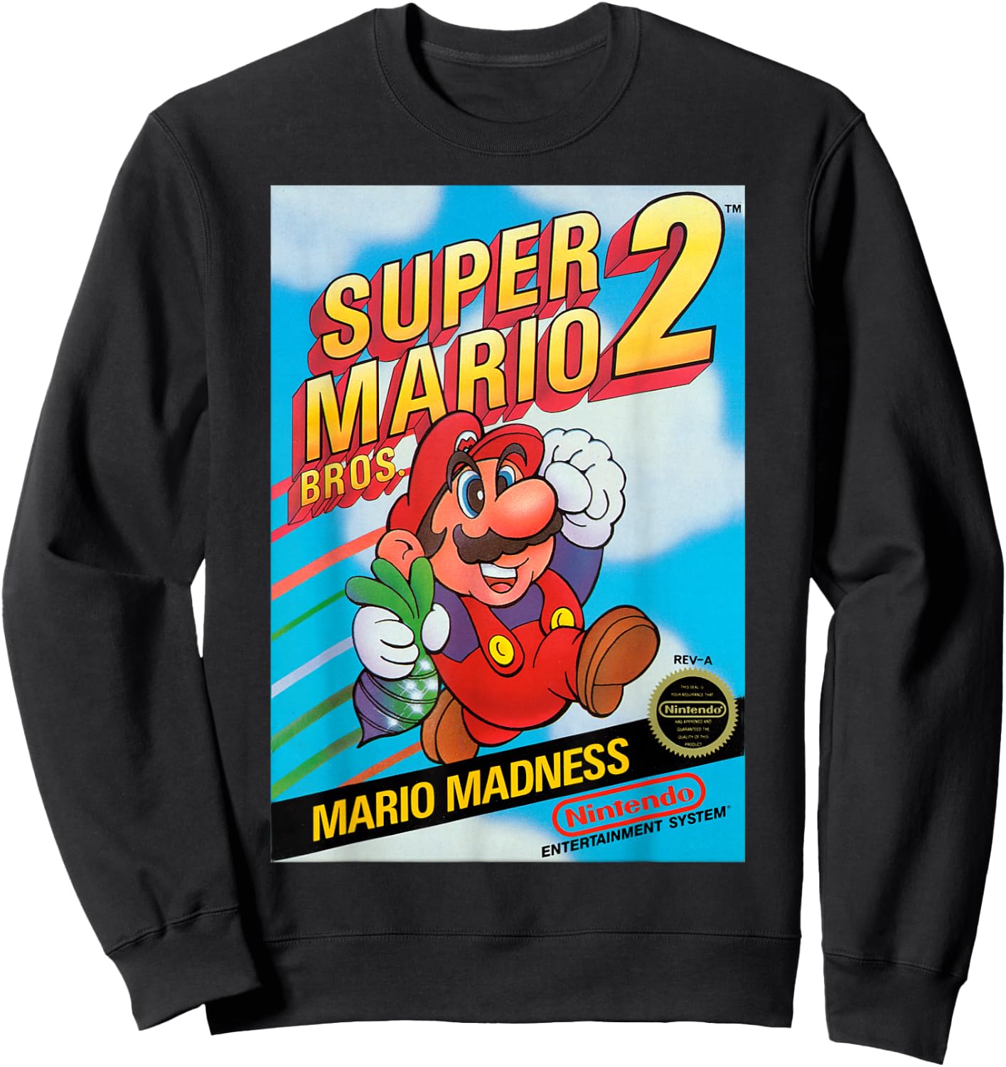 Super Mario Bros 2 Retro Box Art Graphic Sweatshirt - Sweatshirt | Black