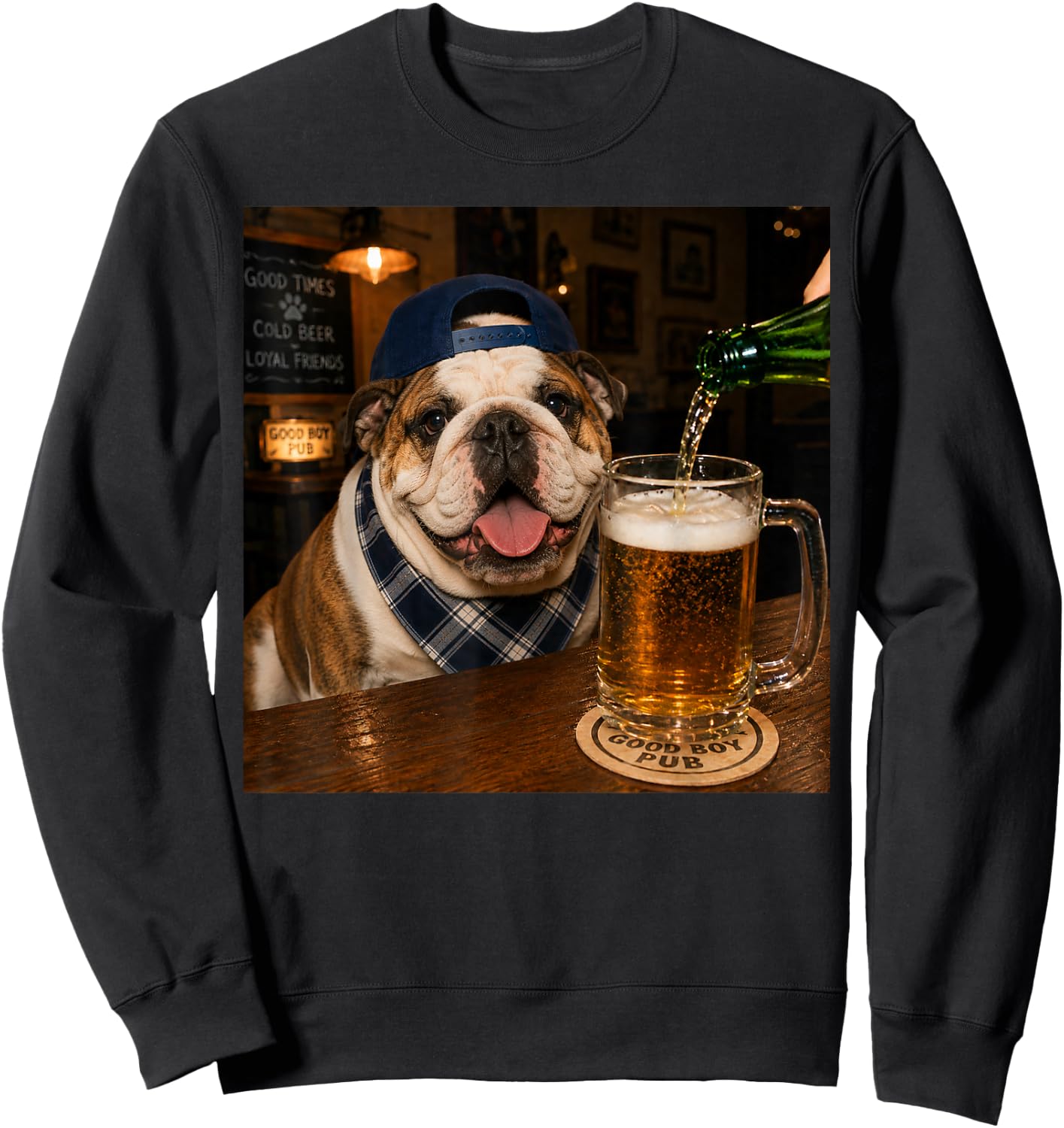 English Bulldog Drinking Beer Funny Dog Meme Sweatshirt - Sweatshirt | Black