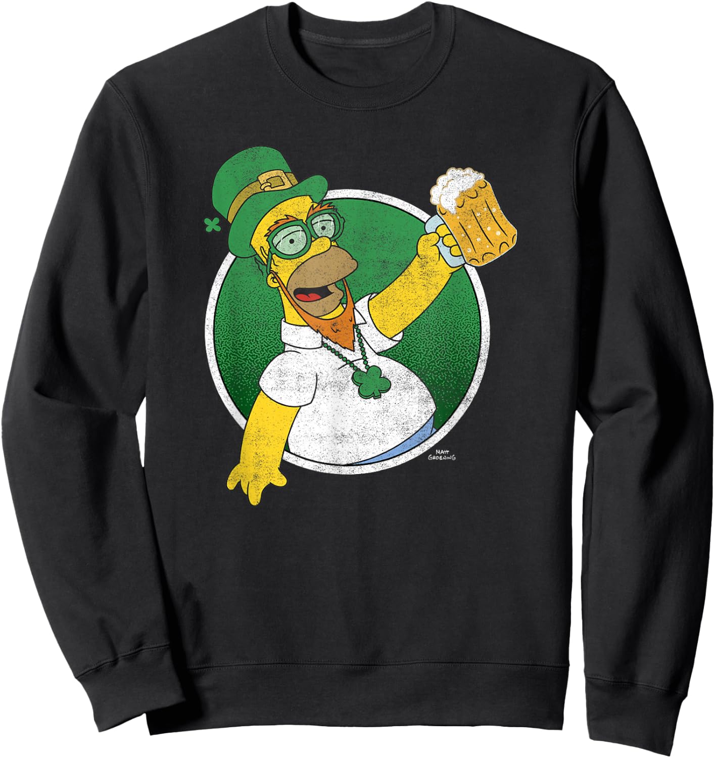 The Simpsons St. Patrick's Day Homer Lucky Beer Celebrations Sweatshirt - Sweatshirt | Black
