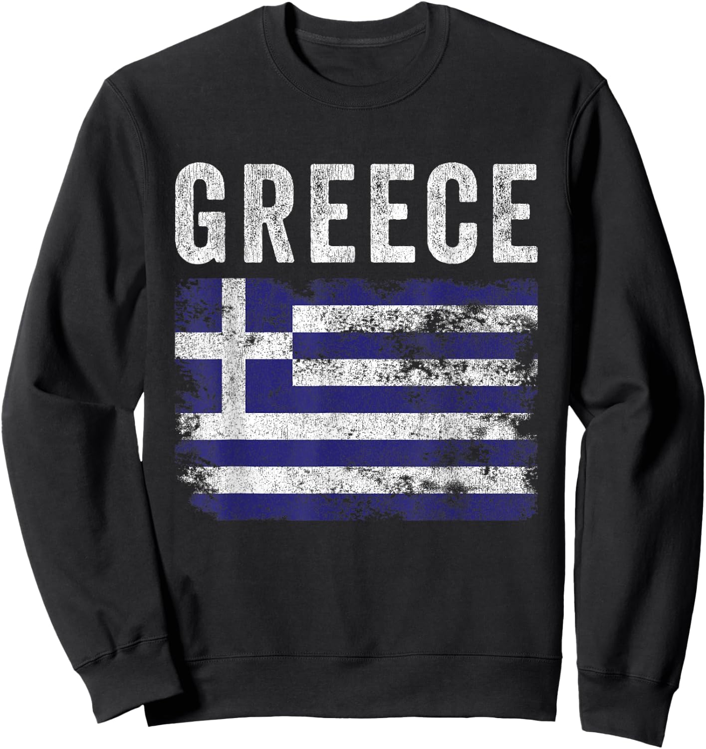 Greece Flag Distressed - Men Women Kids - Greek Flag Sweatshirt - Sweatshirt | Black