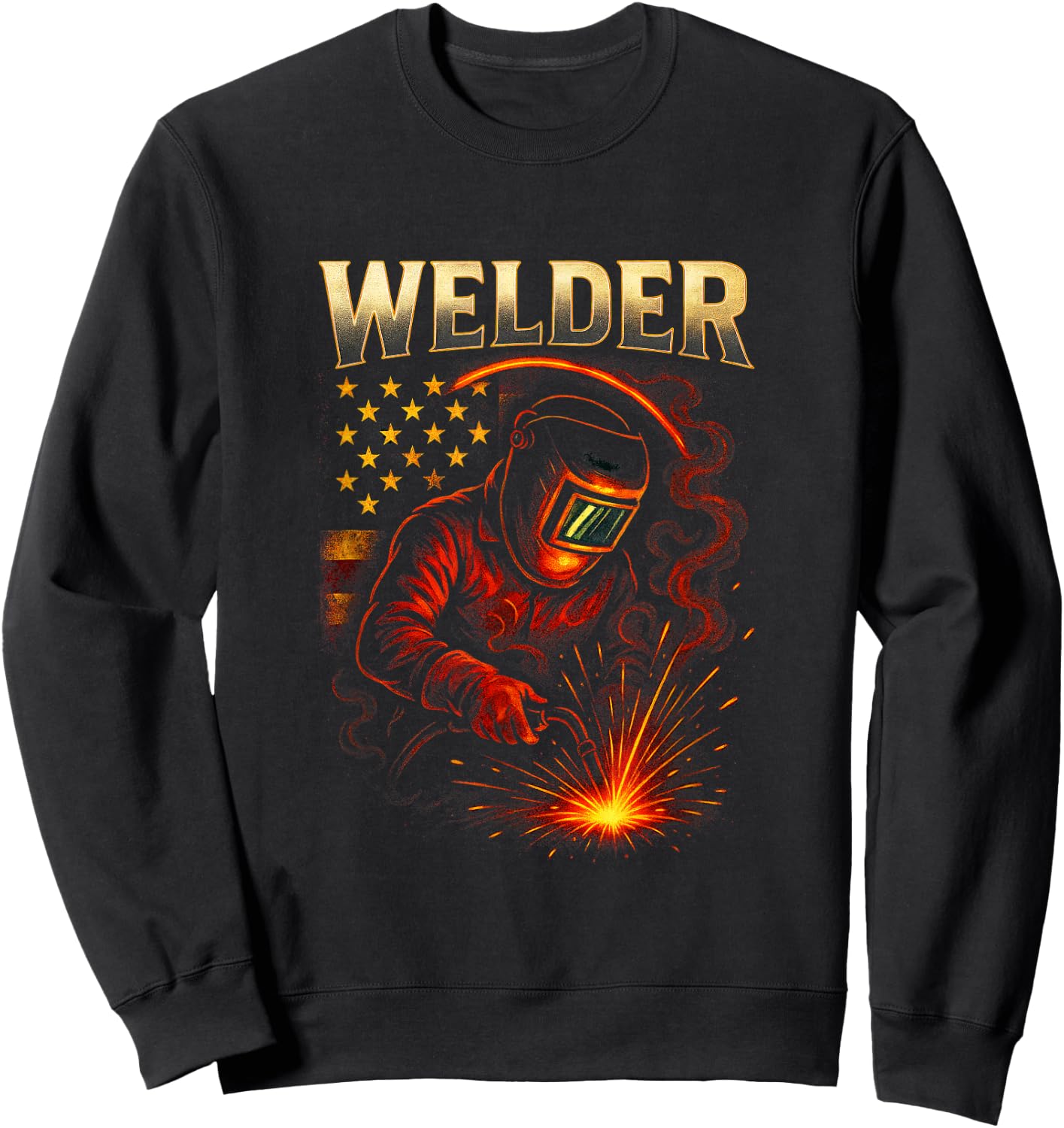 Welder - American Flag Welding Art Sweatshirt - Sweatshirt | Black