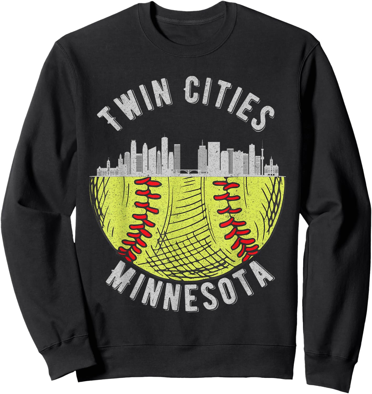 Cool Twin Cities Minnesota MN Softball Skyline St. Paul-MPLS Sweatshirt - Sweatshirt | Black