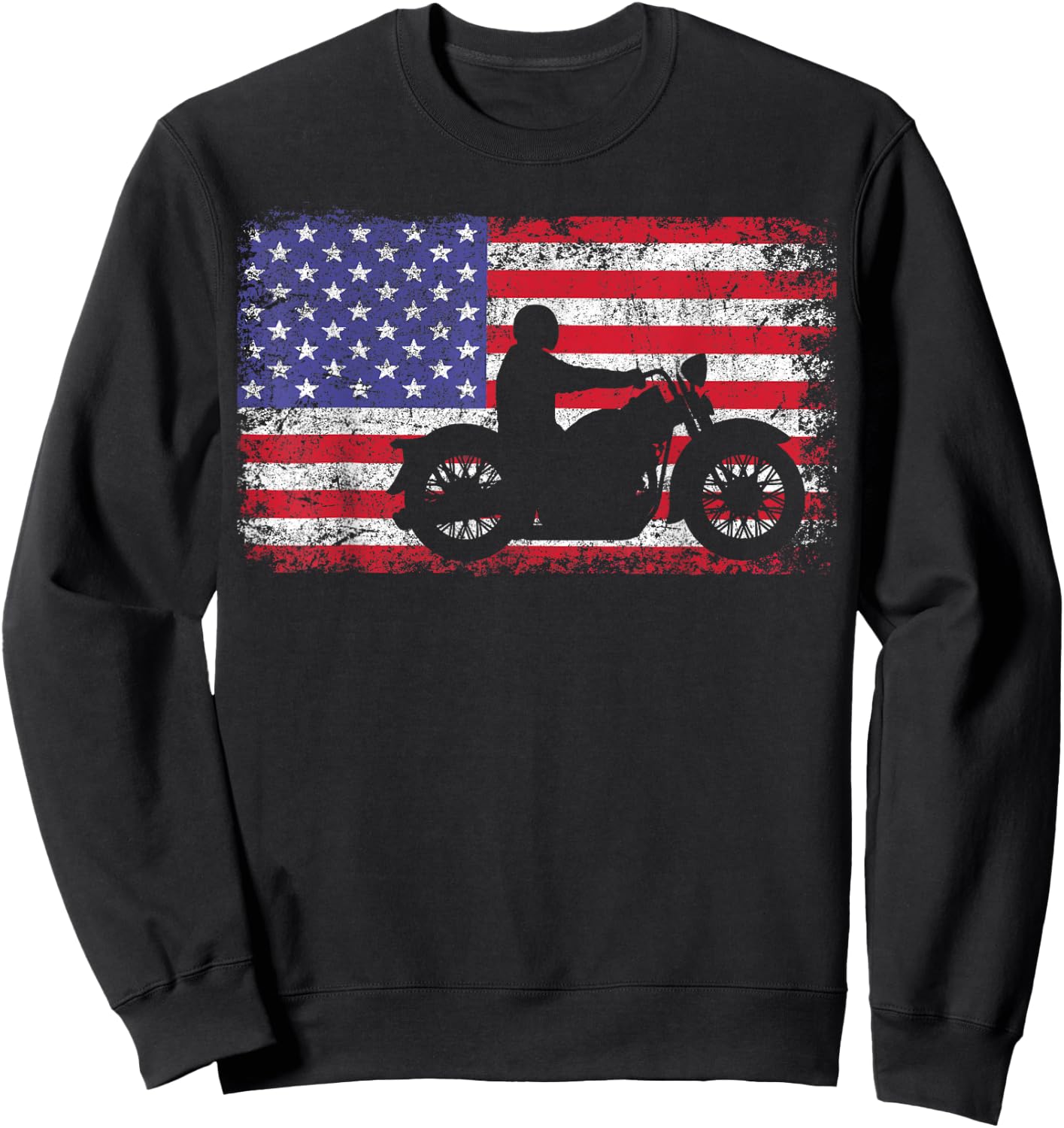 American Flag Biker Motorcycle Sweatshirt - Sweatshirt | Black