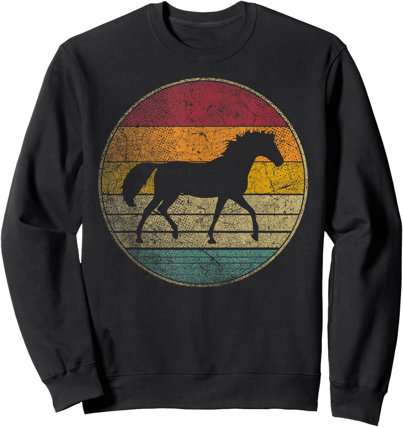 Horse Lover Riding Girl Horseback Vintage Retro 70s 80s Gift Sweatshirt - Sweatshirt | Black