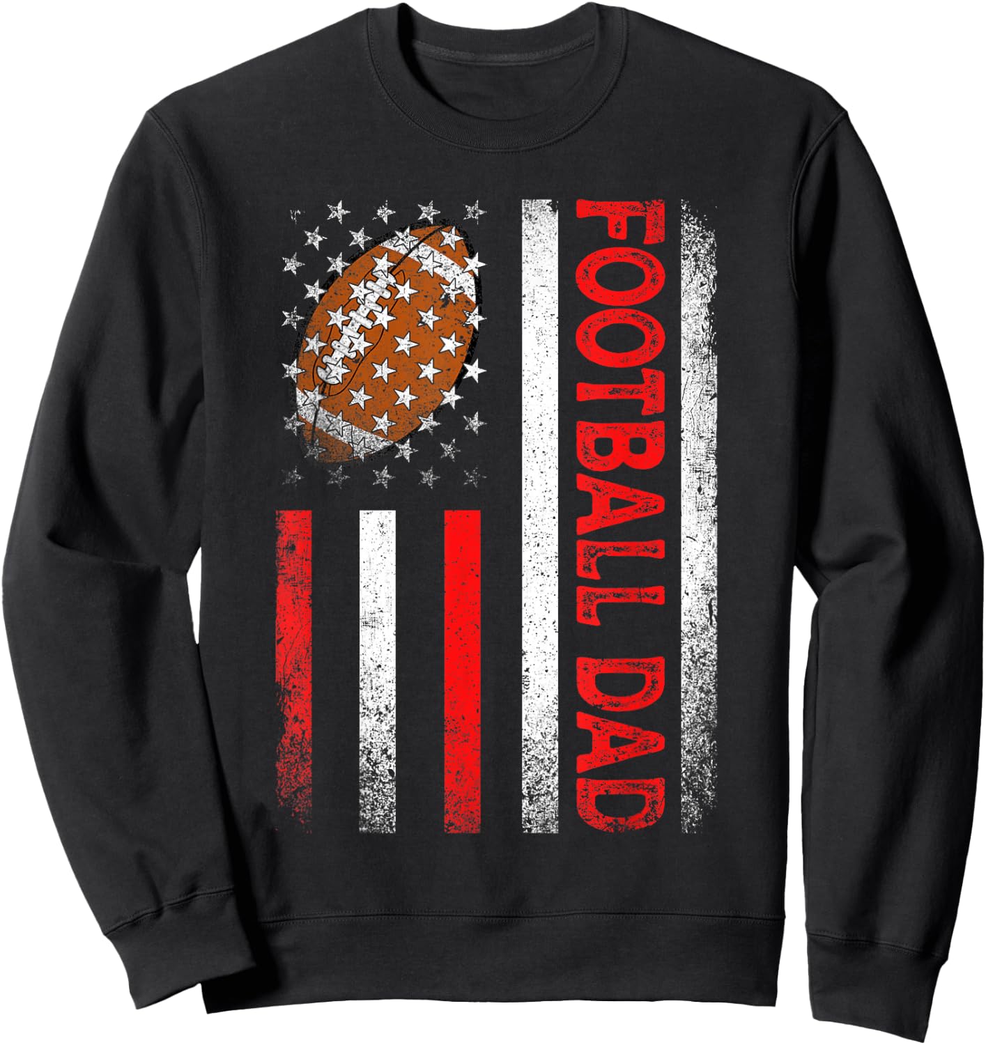 Classic Retro American Flag Football Dad Men Father's Day Sweatshirt - Sweatshirt | Black